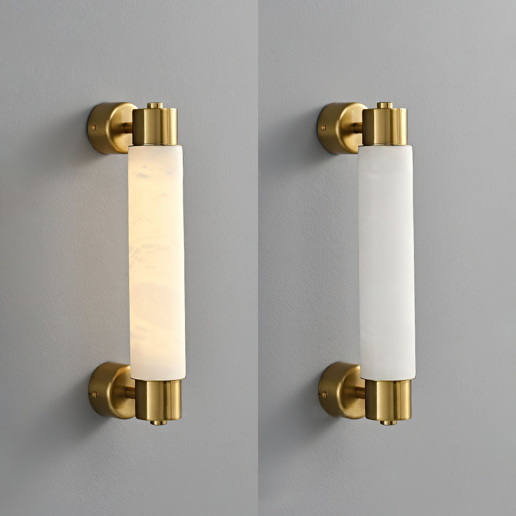 Alraei Modern Minimalist Tube Alabaster Wall Lamp - Lamp Copper