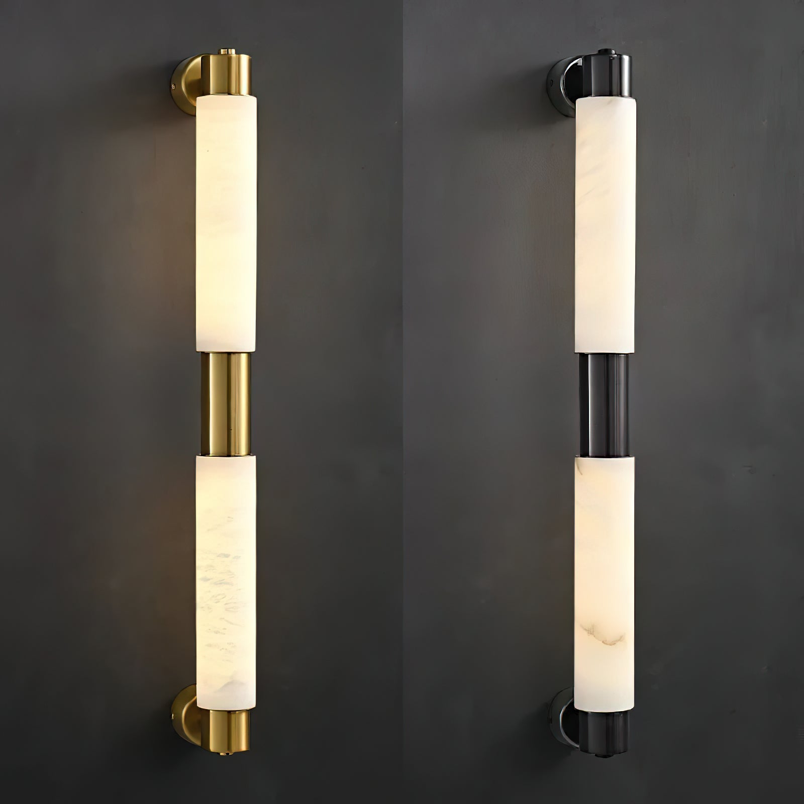 Alraei Modern Minimalist Tube Alabaster Wall Lamp - Lamp Copper