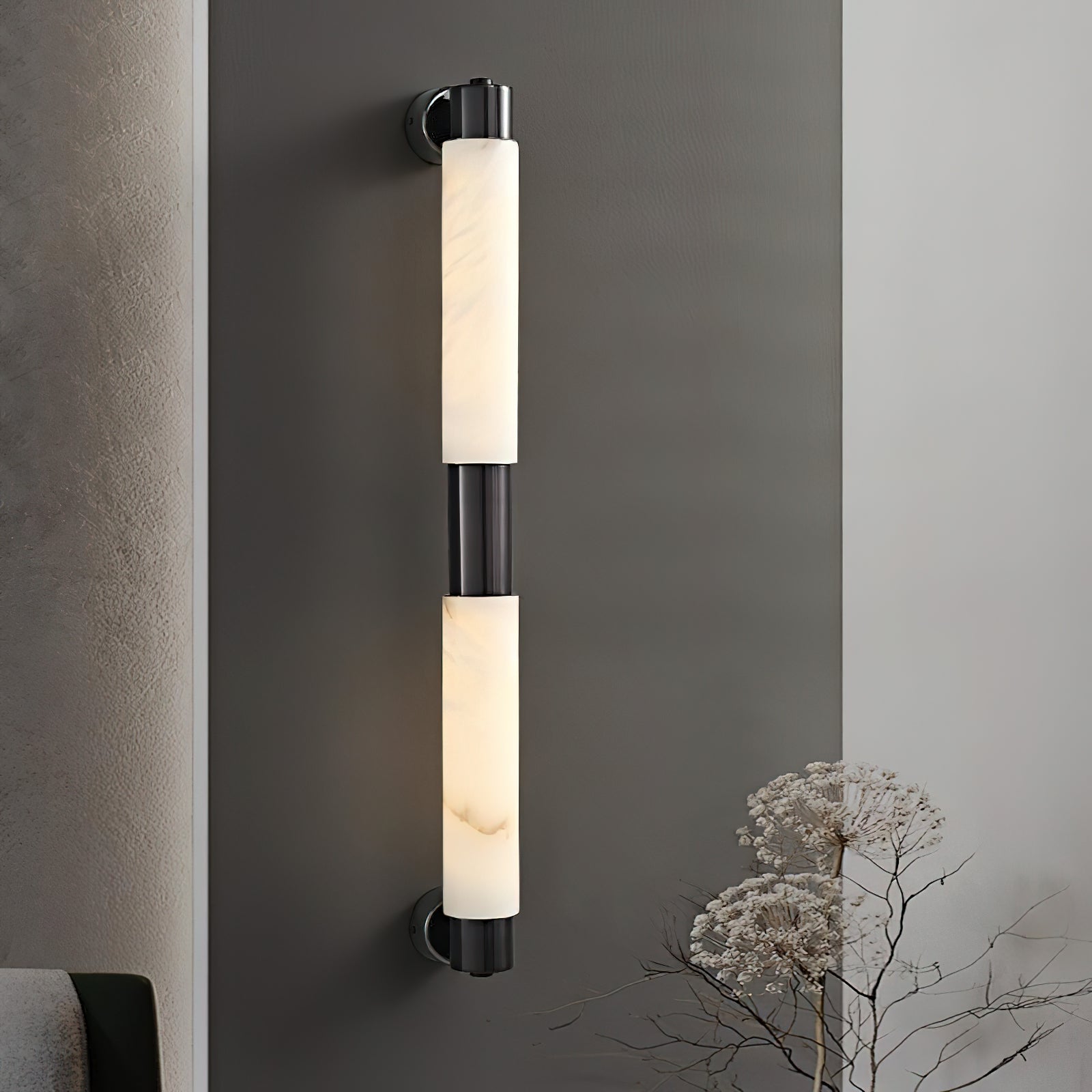 Alraei Modern Minimalist Tube Alabaster Wall Lamp - Lamp Copper