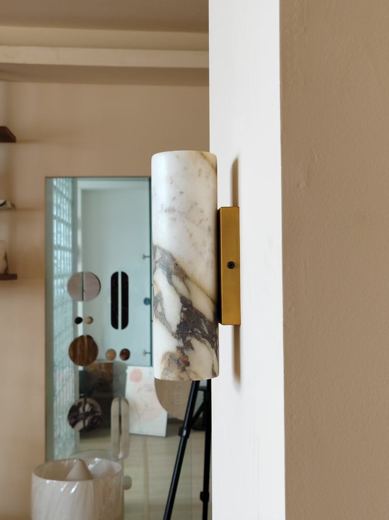 Tubular Modern Minimalist Marble Metal Wall Lamp - Lamp Copper