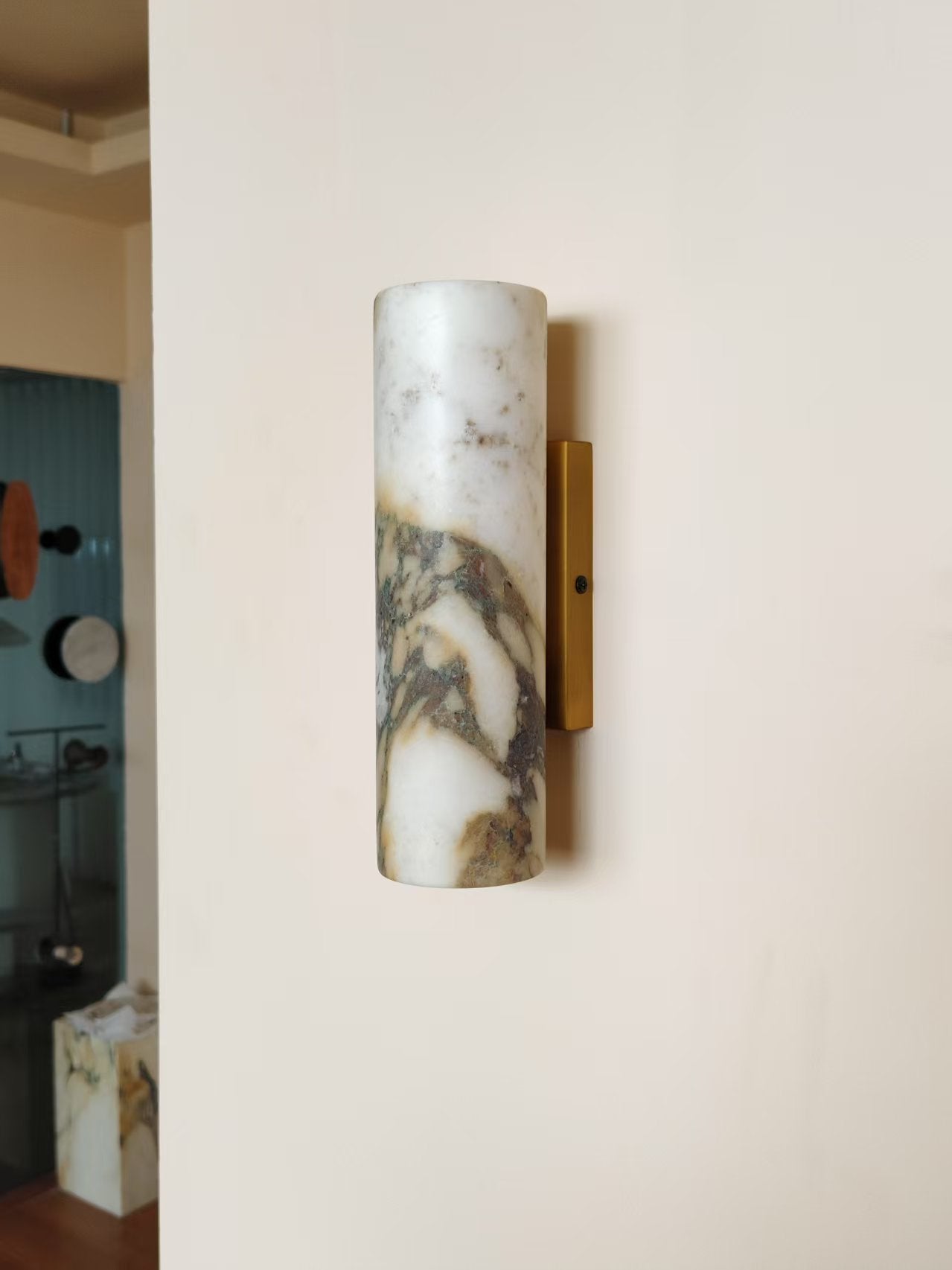 Tubular Modern Minimalist Marble Metal Wall Lamp - Lamp Copper