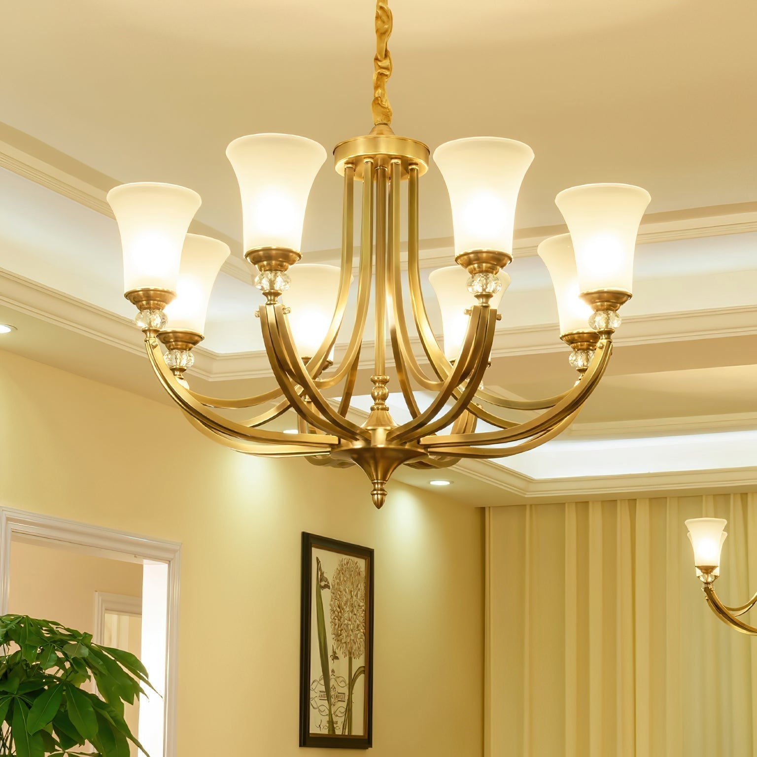 Ordoran Vintage Industrial Brass Glass Chandelier - Lamp Copper