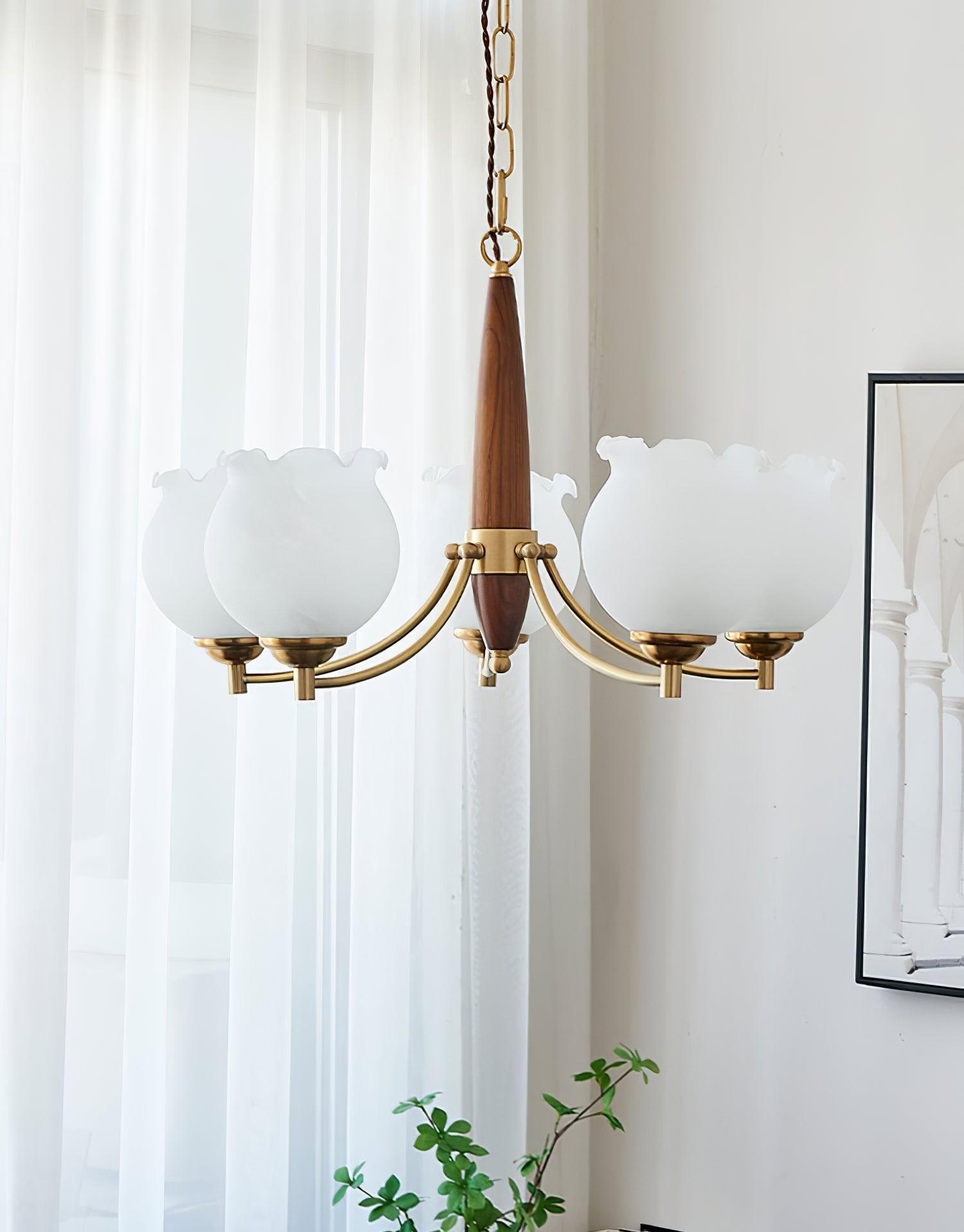 Tulips Glass Wood Chandelier - Letslighting