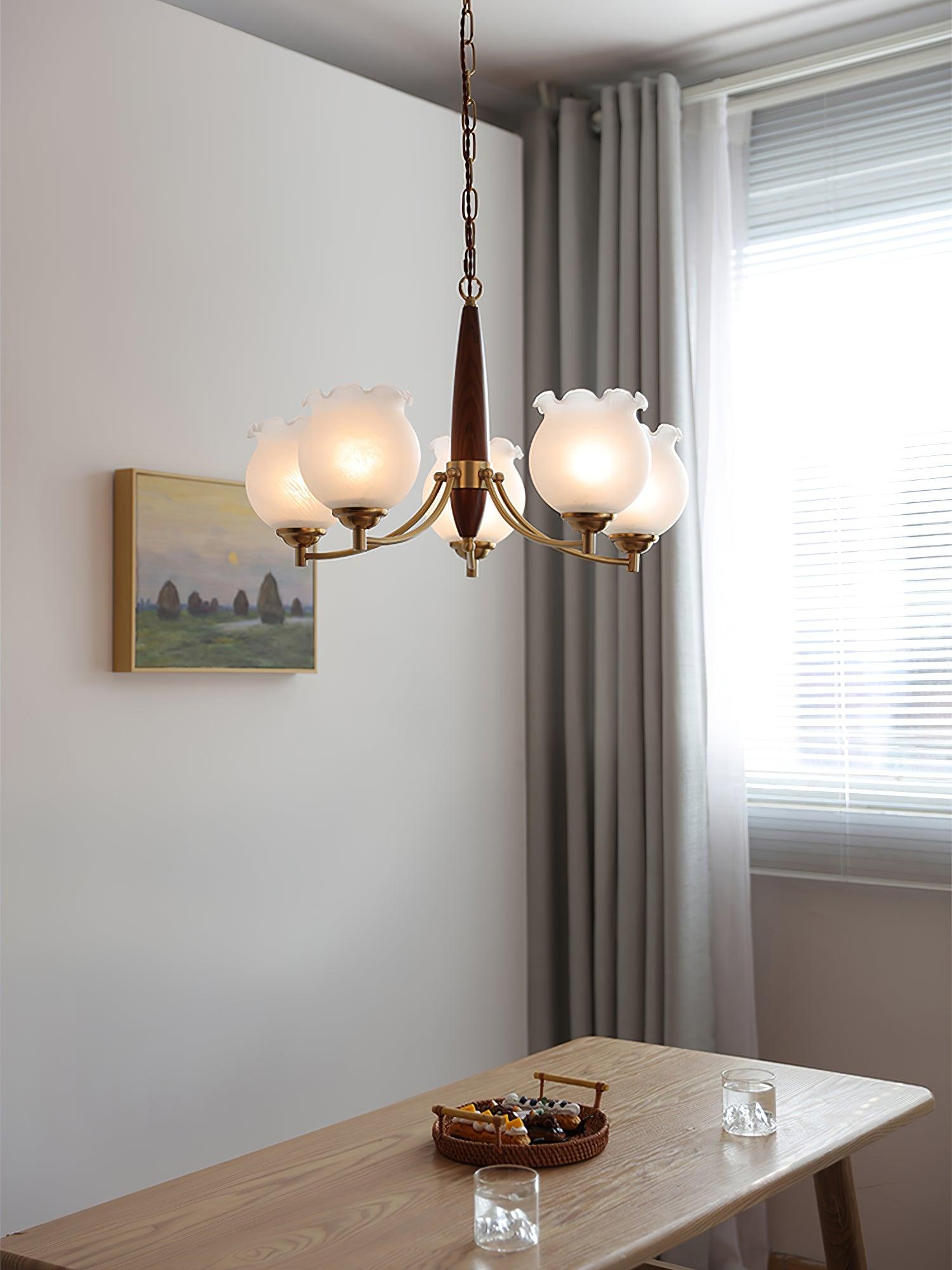 Tulips Glass Wood Chandelier - Letslighting