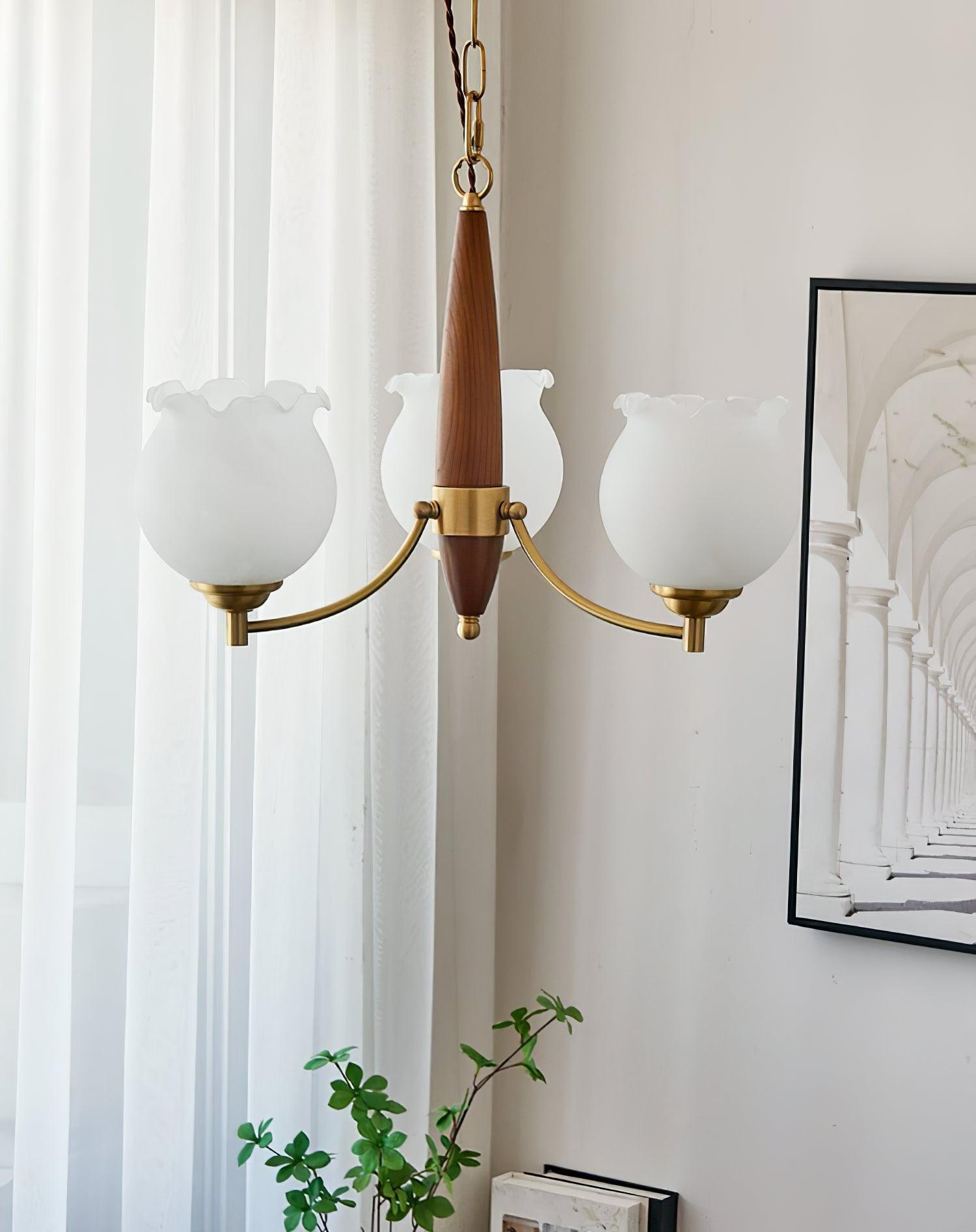 Tulips Glass Wood Chandelier - Letslighting
