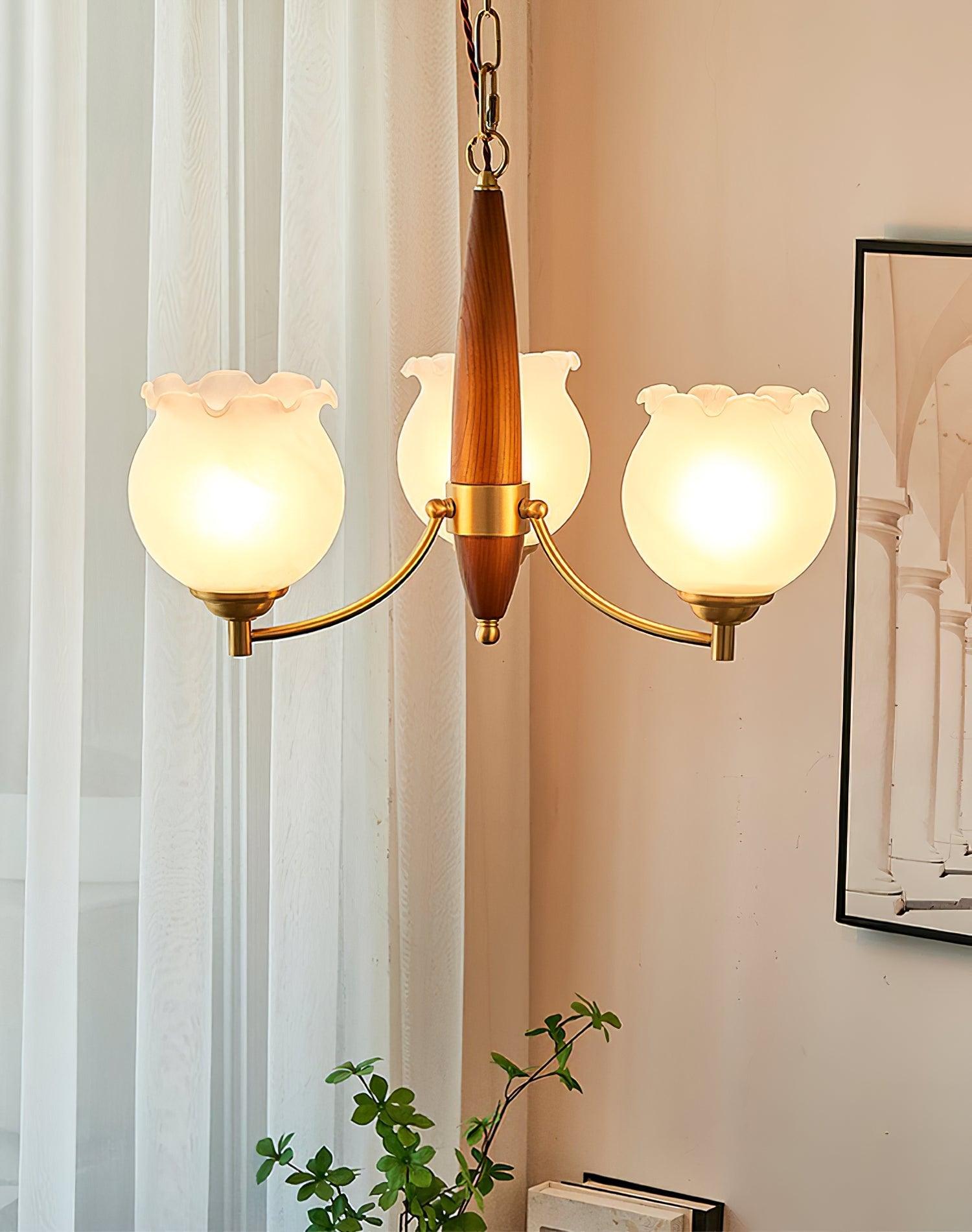 Tulips Glass Wood Chandelier - Letslighting