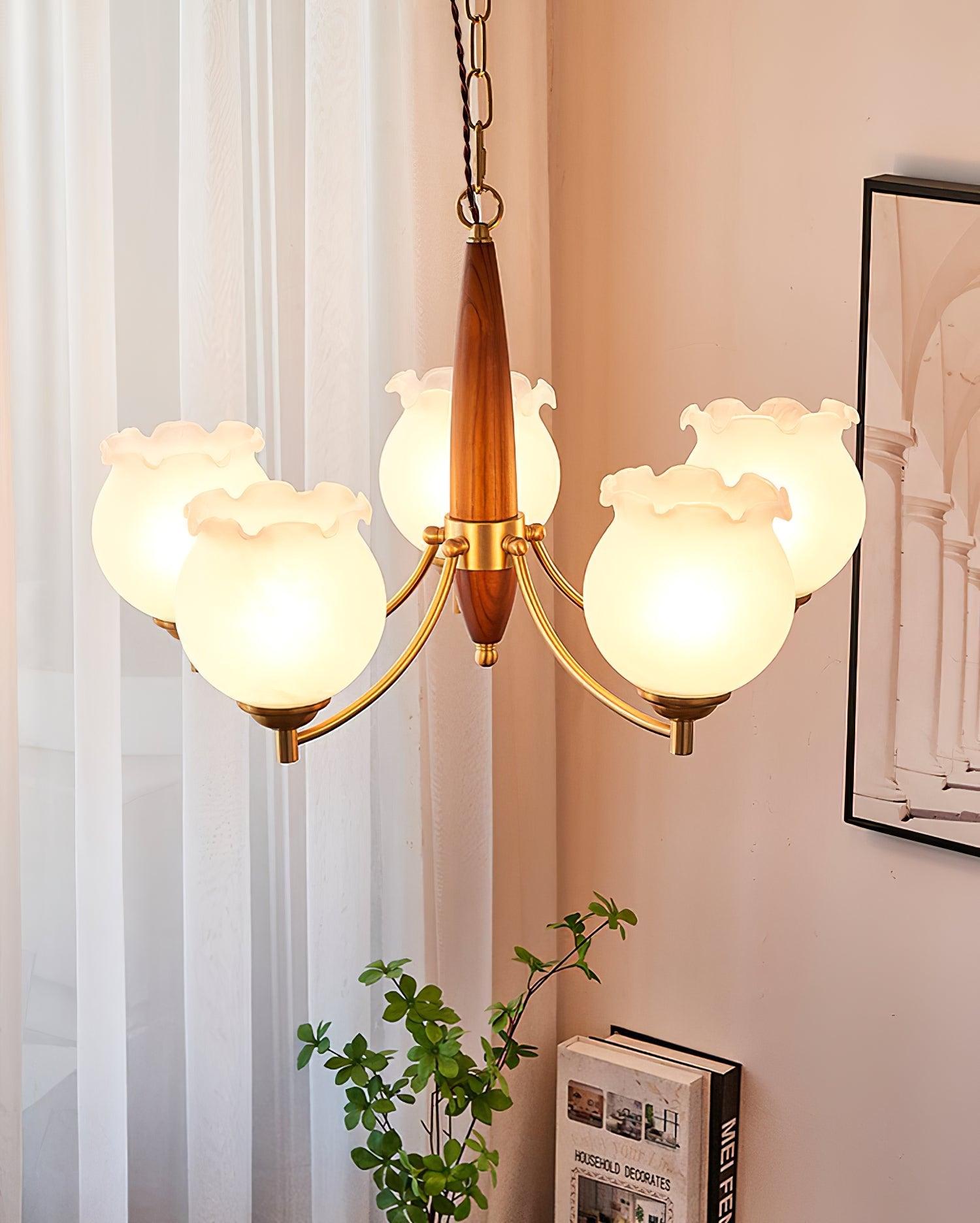 Tulips Glass Wood Chandelier - Letslighting