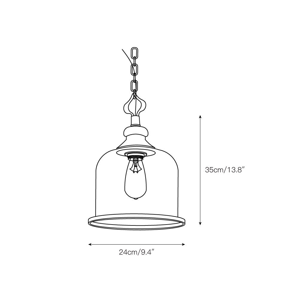 Sysolion Vintage Elegance Metal Glass Pendant Lamp - Lamp Copper