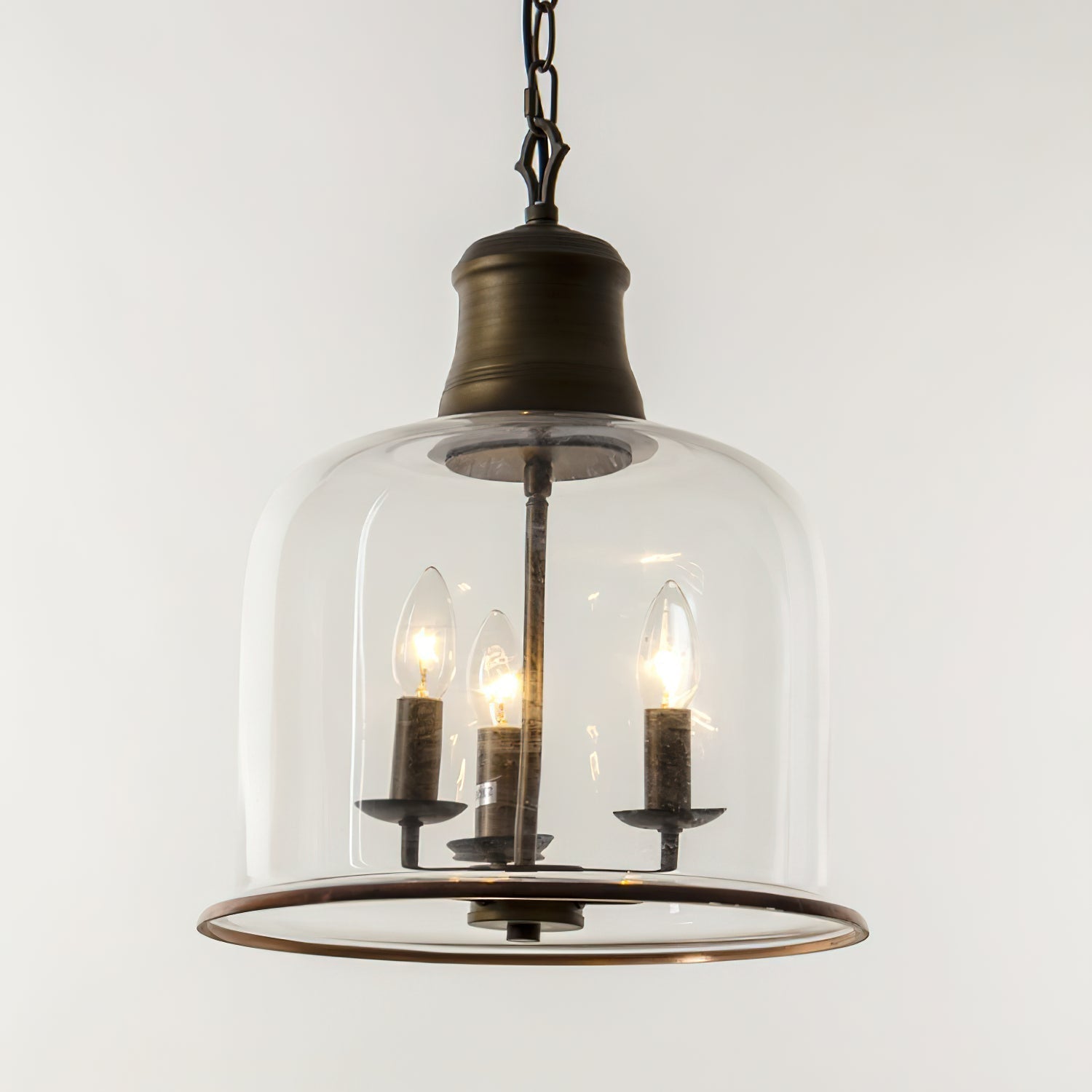 Sysolion Vintage Elegance Metal Glass Pendant Lamp - Lamp Copper