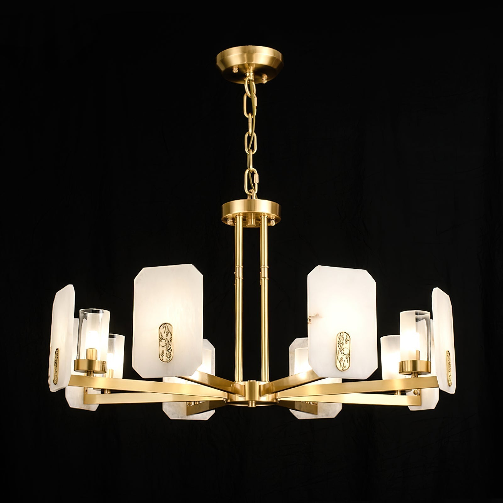 Aursorion Postmodern Luxury Brass Alabaster Chandelier - Lamp Copper
