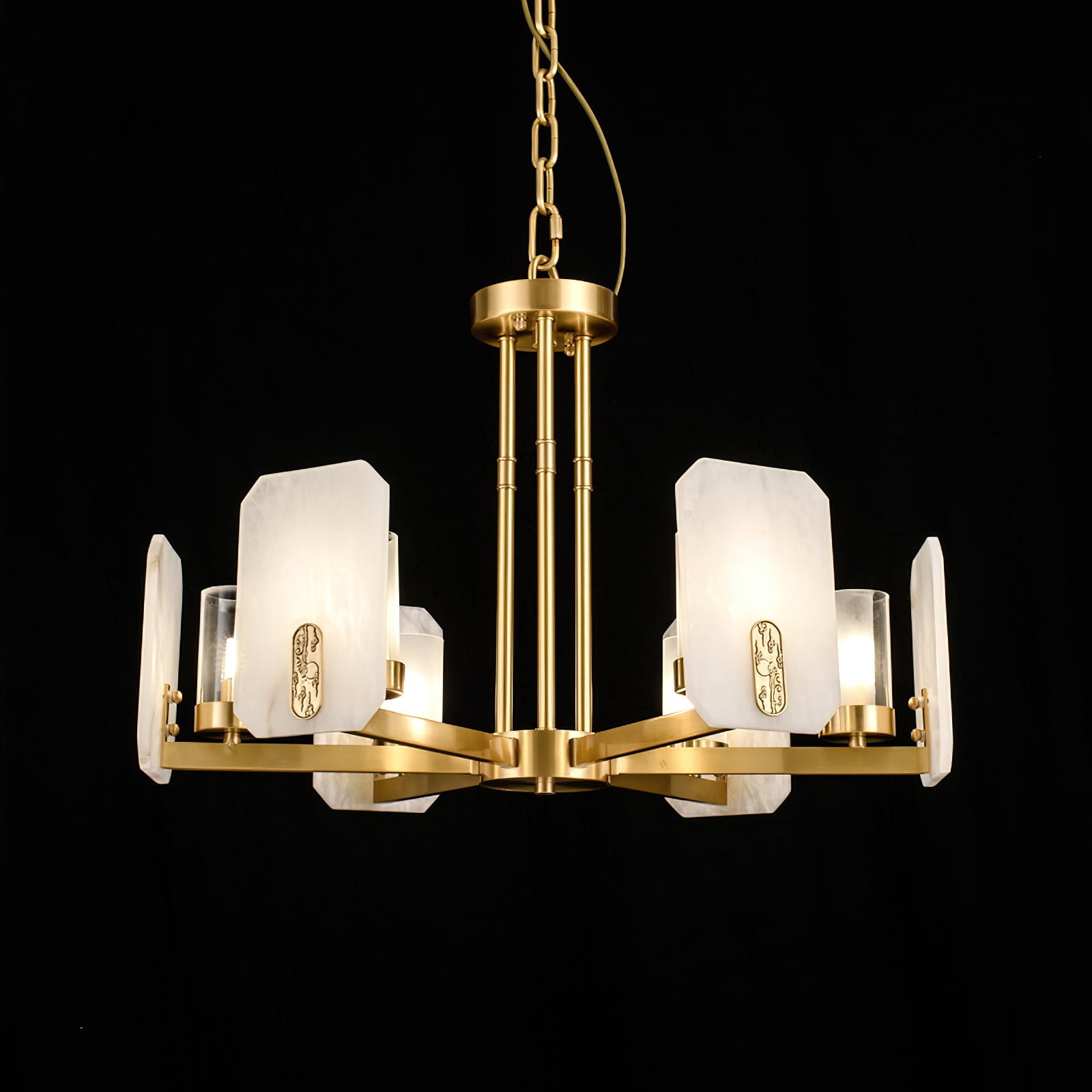Aursorion Postmodern Luxury Brass Alabaster Chandelier - Lamp Copper