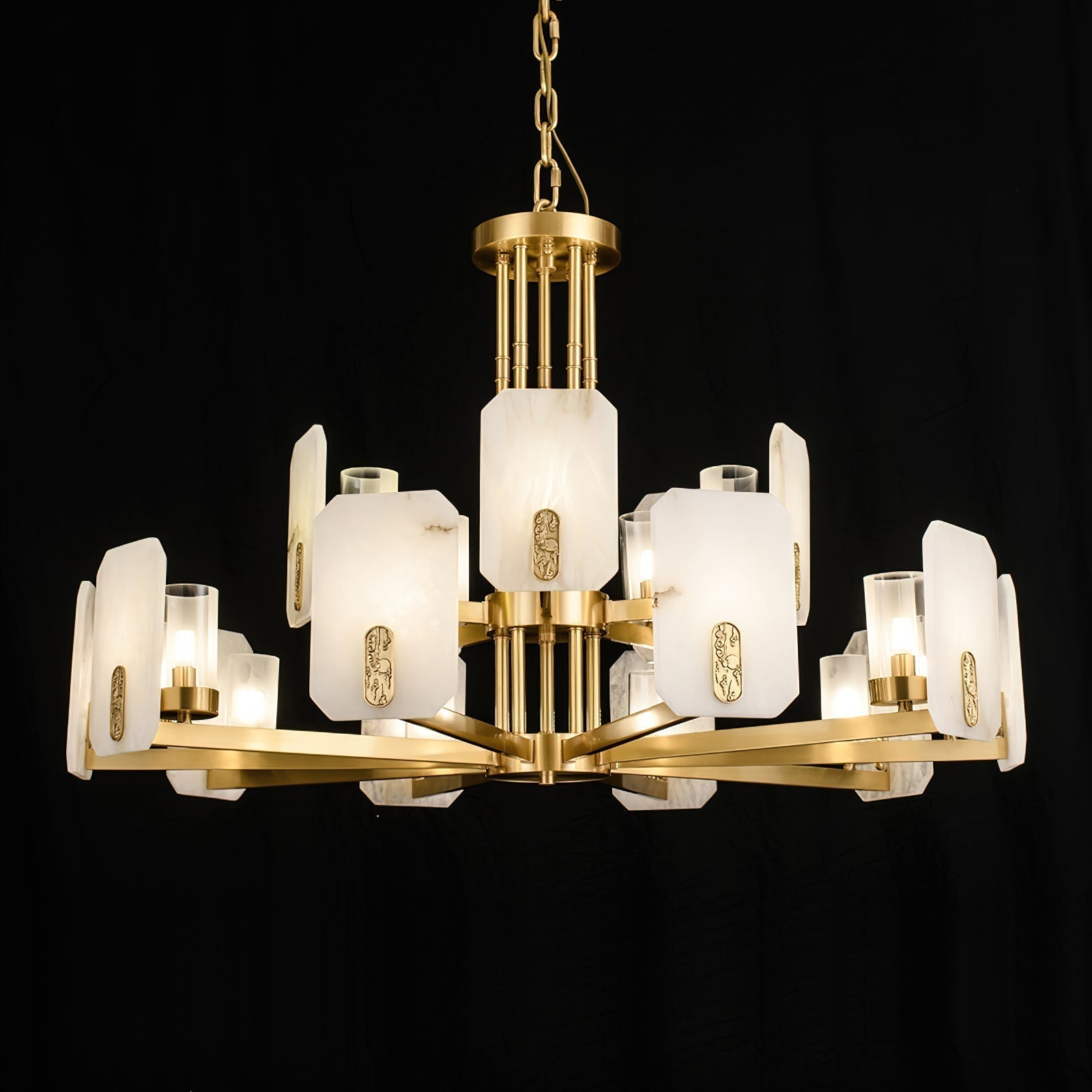 Aursorion Postmodern Luxury Brass Alabaster Chandelier - Lamp Copper