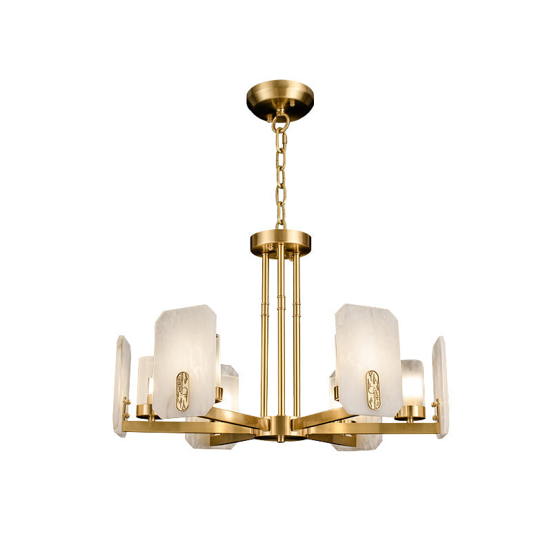 Aursorion Postmodern Luxury Brass Alabaster Chandelier - Lamp Copper