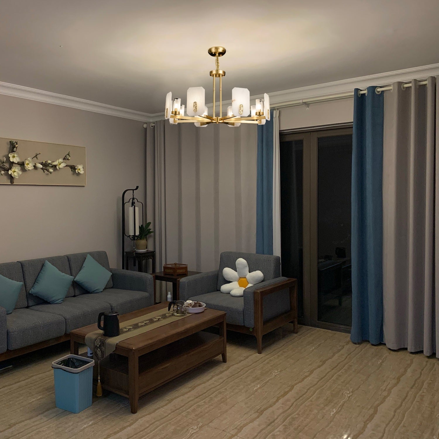 Aursorion Postmodern Luxury Brass Alabaster Chandelier - Lamp Copper