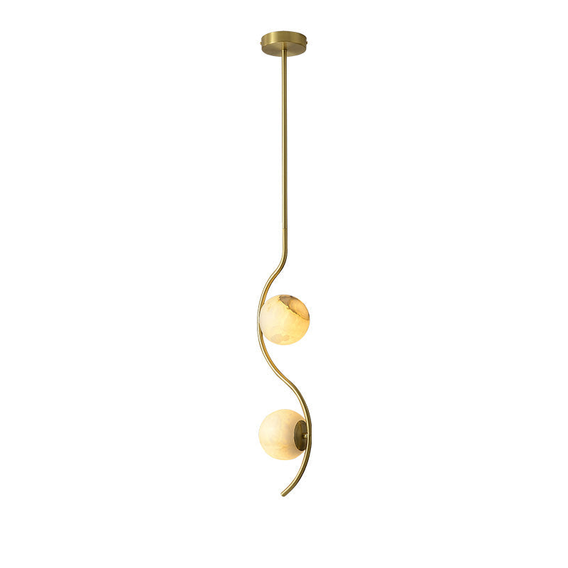 Civenan Modern Minimalist Curved Alabaster Pendant Lamp - Lamp Copper