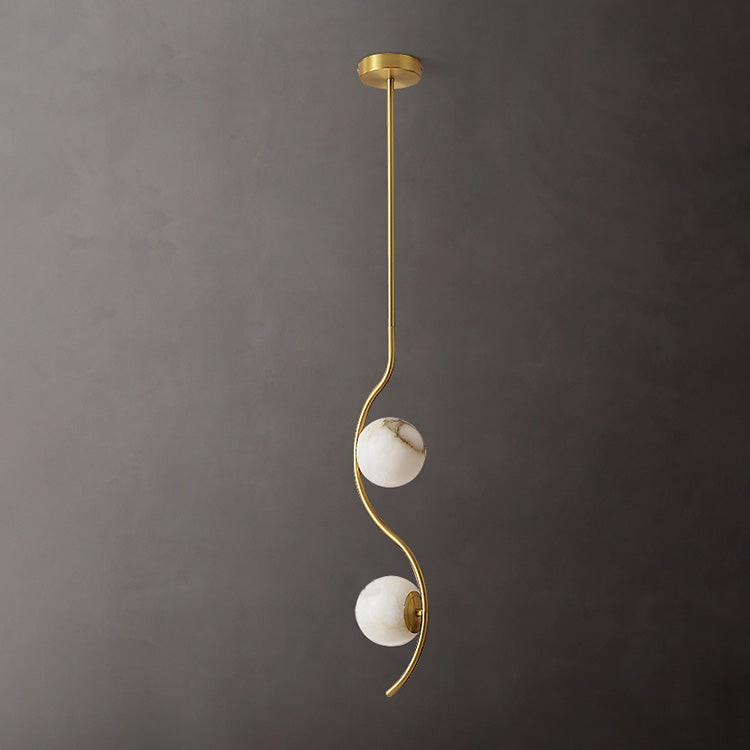 Civenan Modern Minimalist Curved Alabaster Pendant Lamp - Lamp Copper