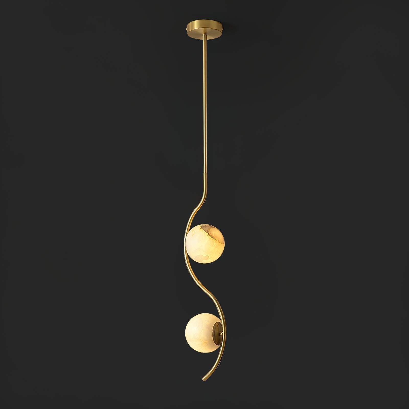 Civenan Modern Minimalist Curved Alabaster Pendant Lamp - Lamp Copper