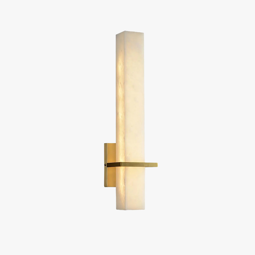Ritta Wall Lamp White Alabaster Brass Modern Cuboid