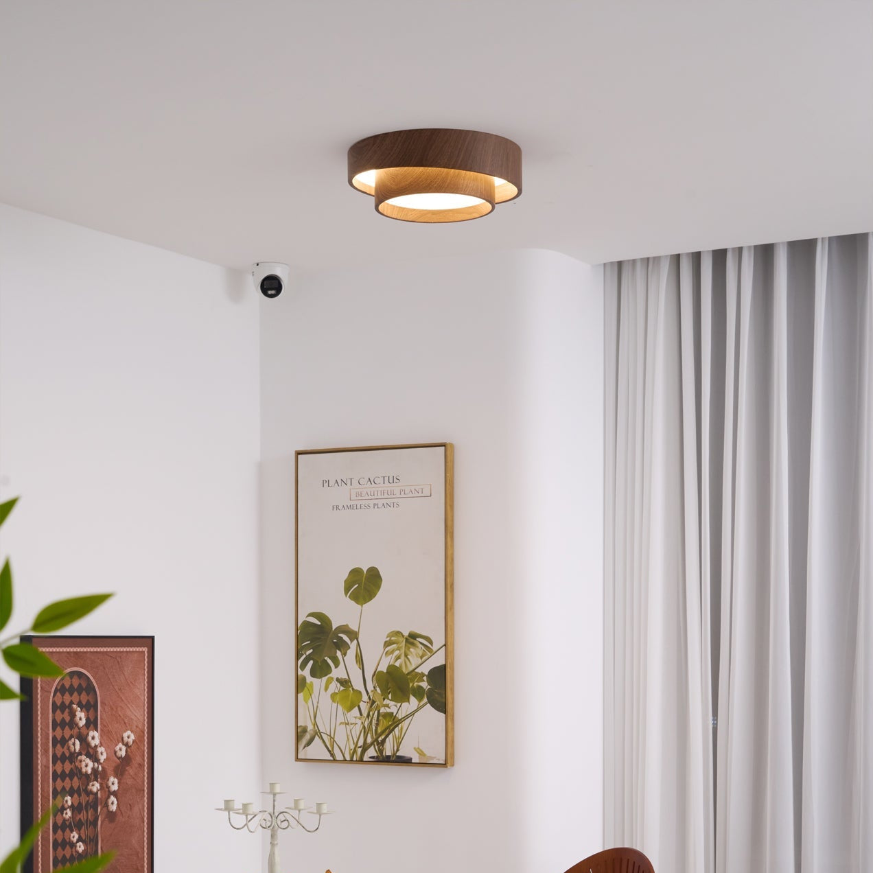 Muto Lámpara de Techo de Doble Aro en Color Nogal