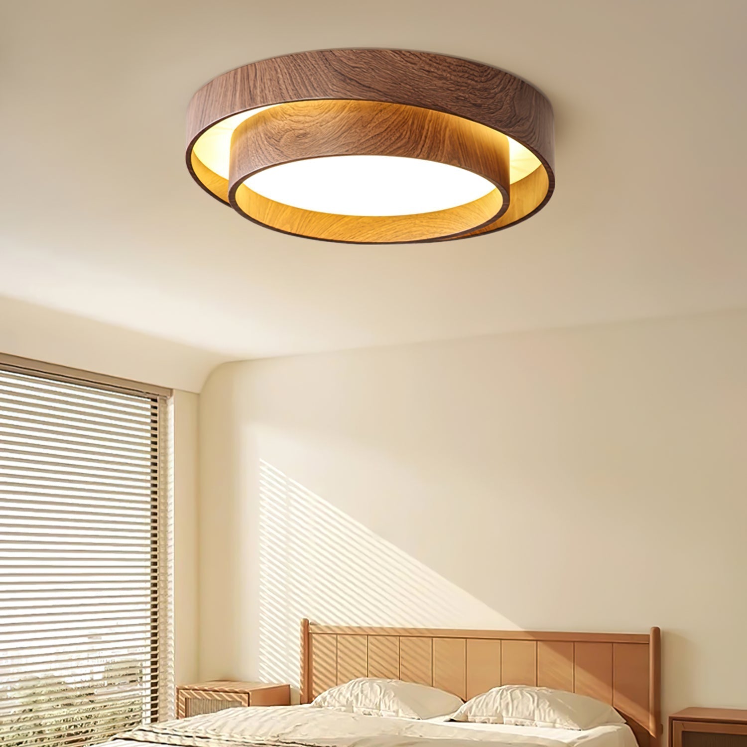 Muto Lámpara de Techo de Doble Aro en Color Nogal