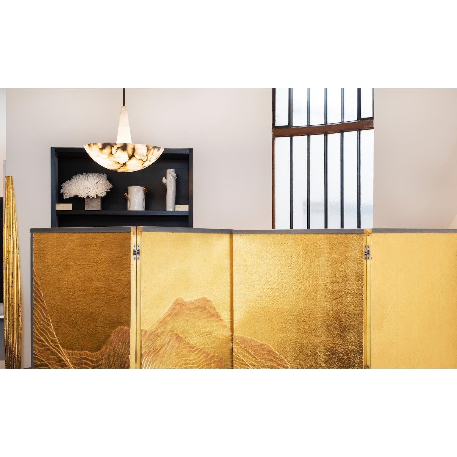 Nysilos Premium Nordic Alabaster Metal Pendant Lamp - Lamp Copper