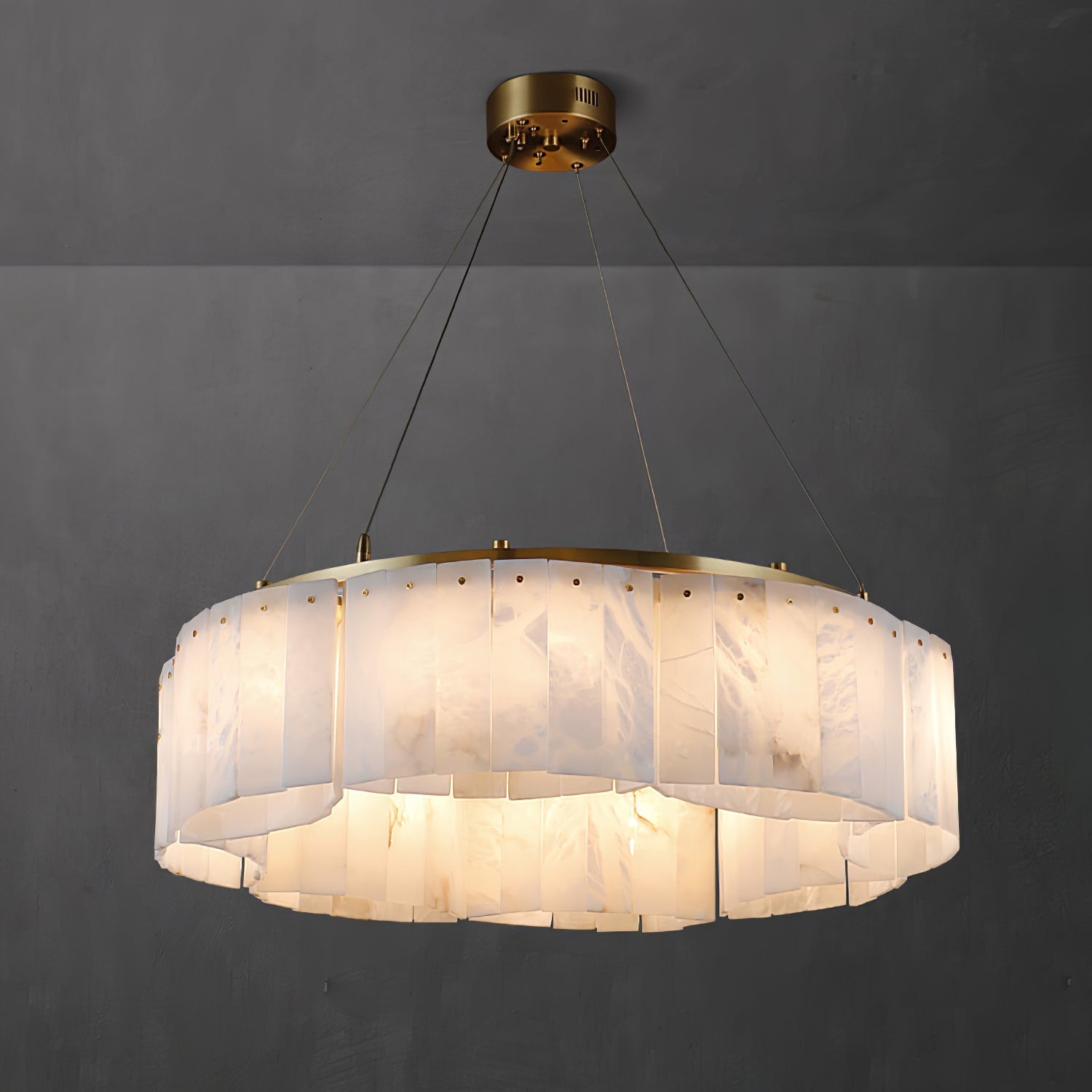Ilveliel Double Tier Alabaster Pendant Light Chandelier - Letslighting