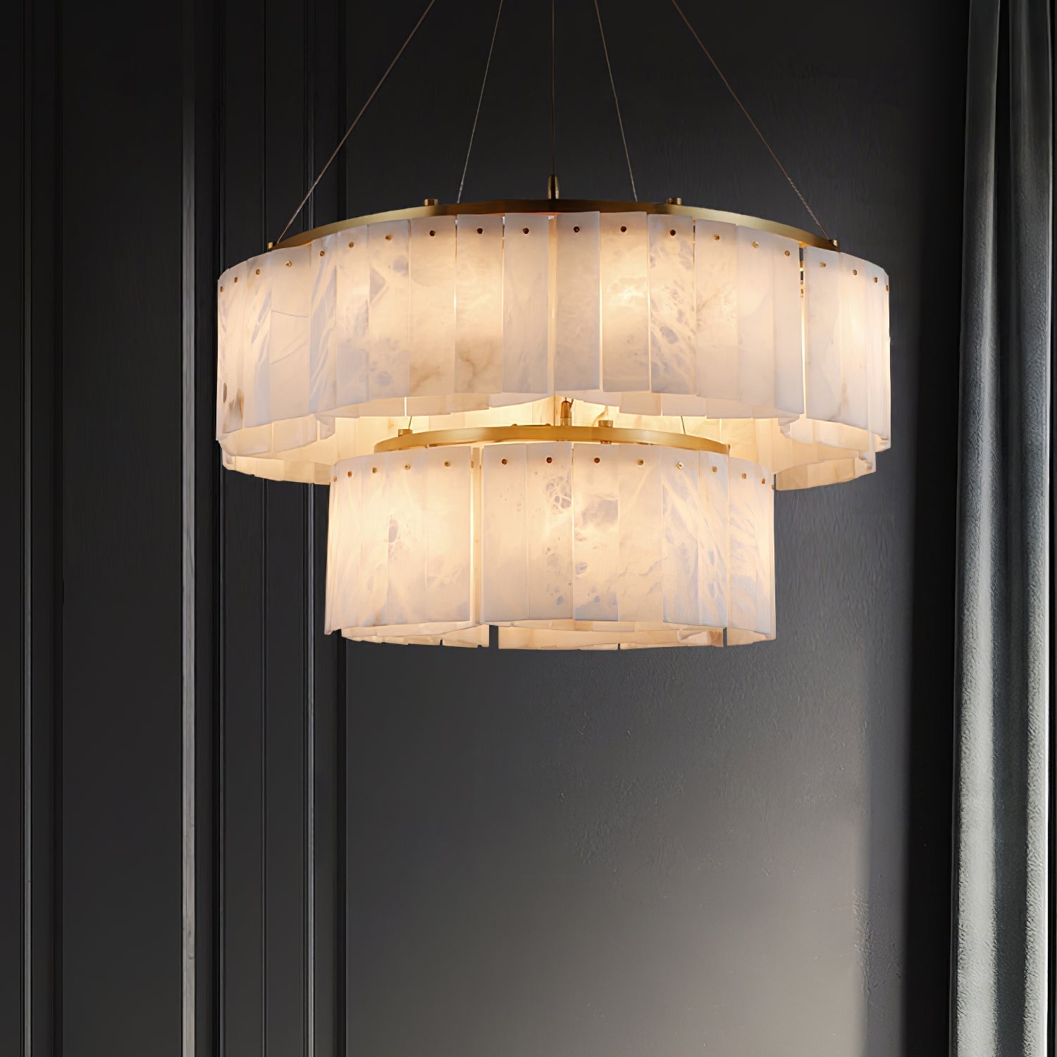 Ilveliel Double Tier Alabaster Pendant Light Chandelier - Letslighting