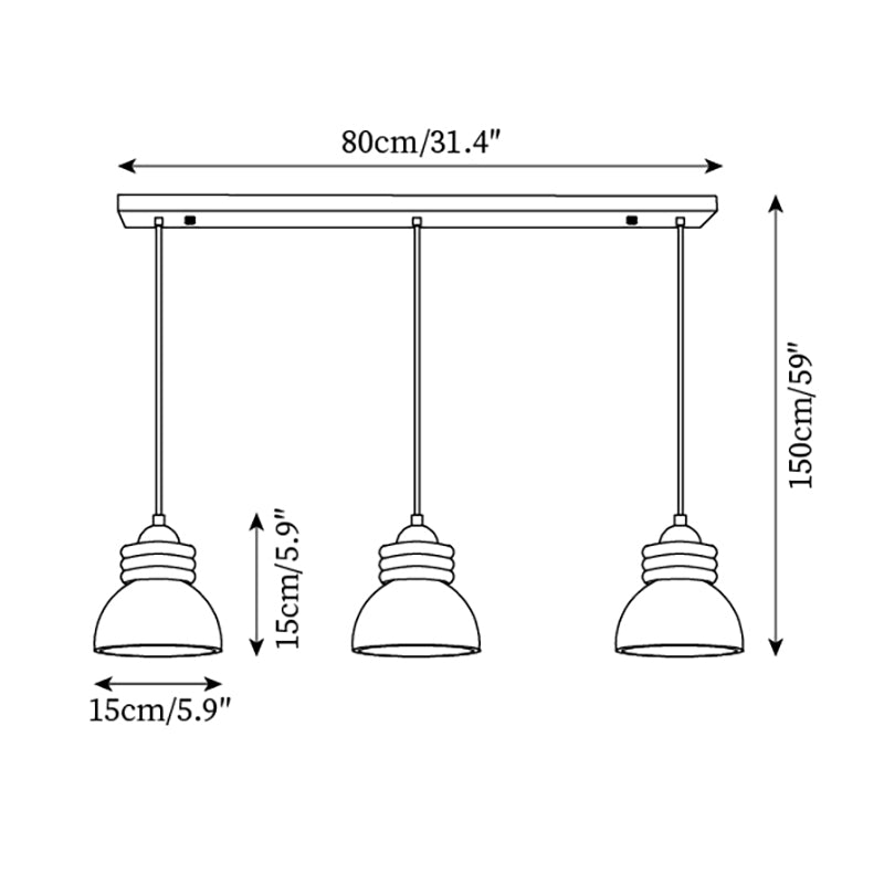 Pendant Lamp Travertine Dome Walnut Wood Rings Ambient Minimalist - Letslighting