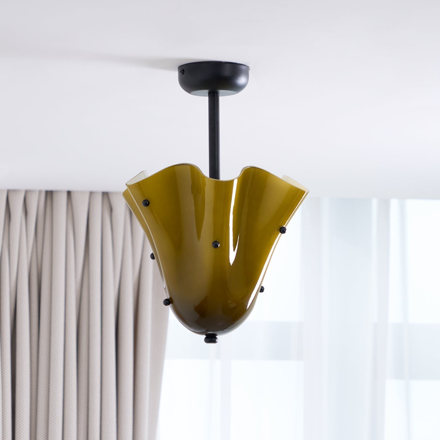 Eldis Murano Glass Semi Flush Ceiling Light - Letslighting