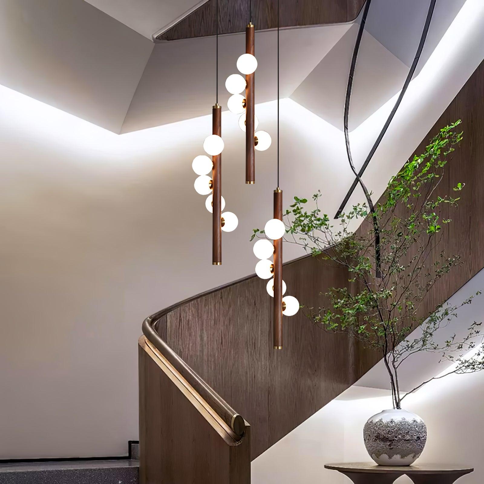 Vertical Orb Timber Pendant Lamp - Letslighting