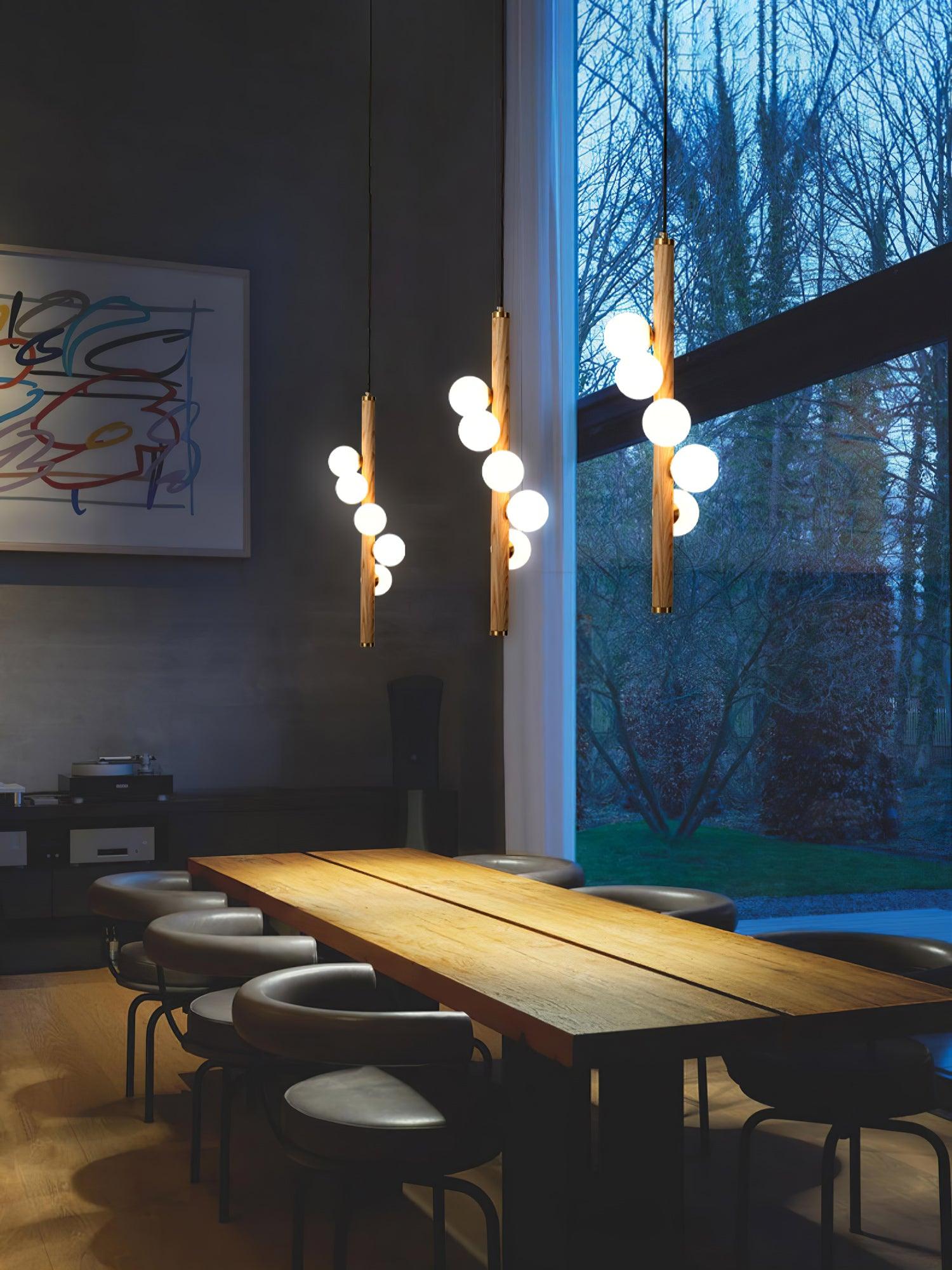 Vertical Orb Timber Pendant Lamp - Letslighting