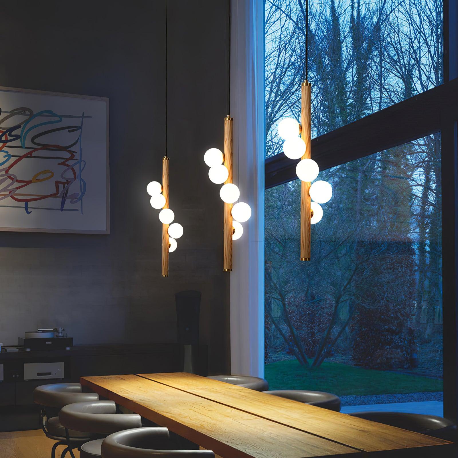 Vertical Orb Timber Pendant Lamp - Letslighting