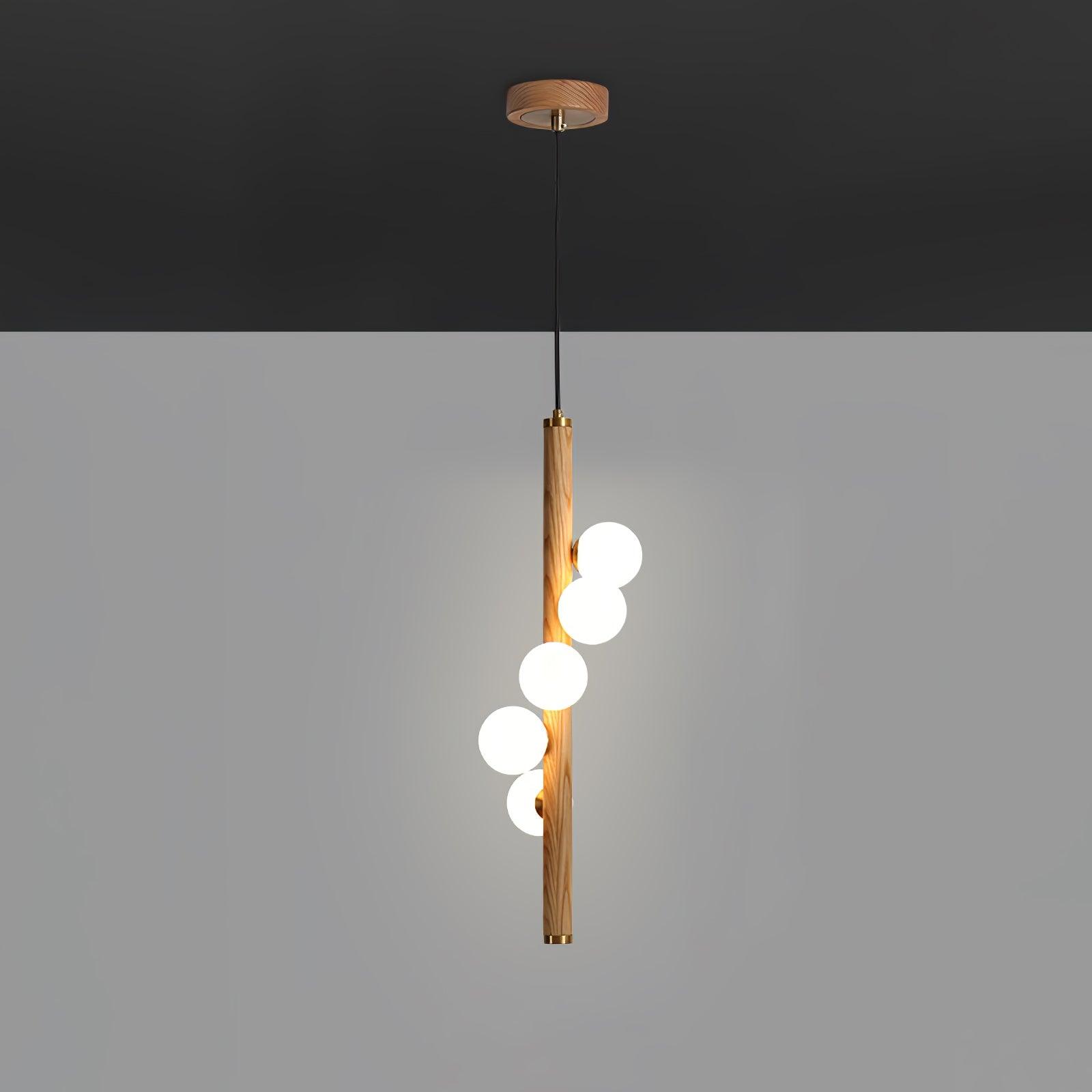 Vertical Orb Timber Pendant Lamp - Letslighting