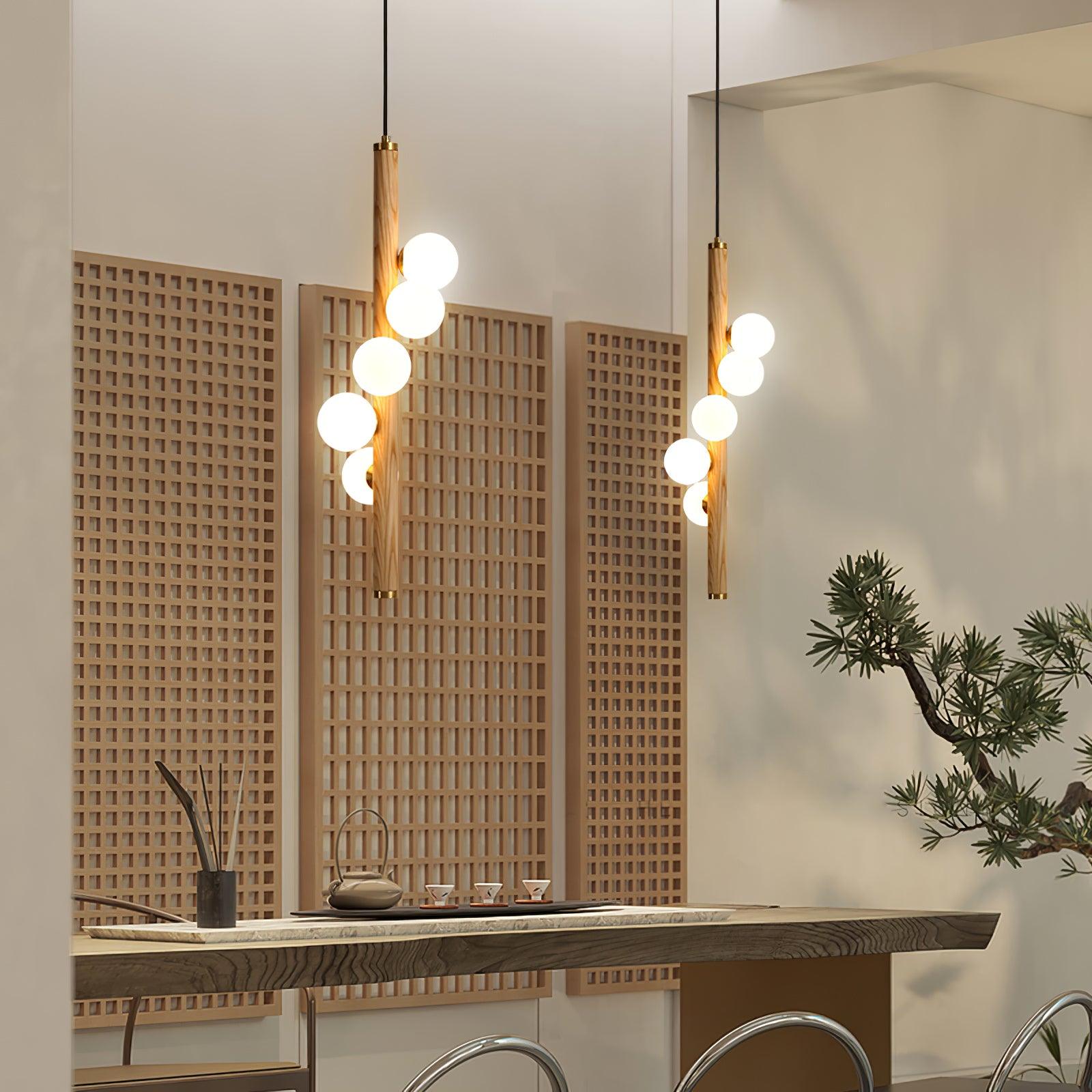 Vertical Orb Timber Pendant Lamp - Letslighting