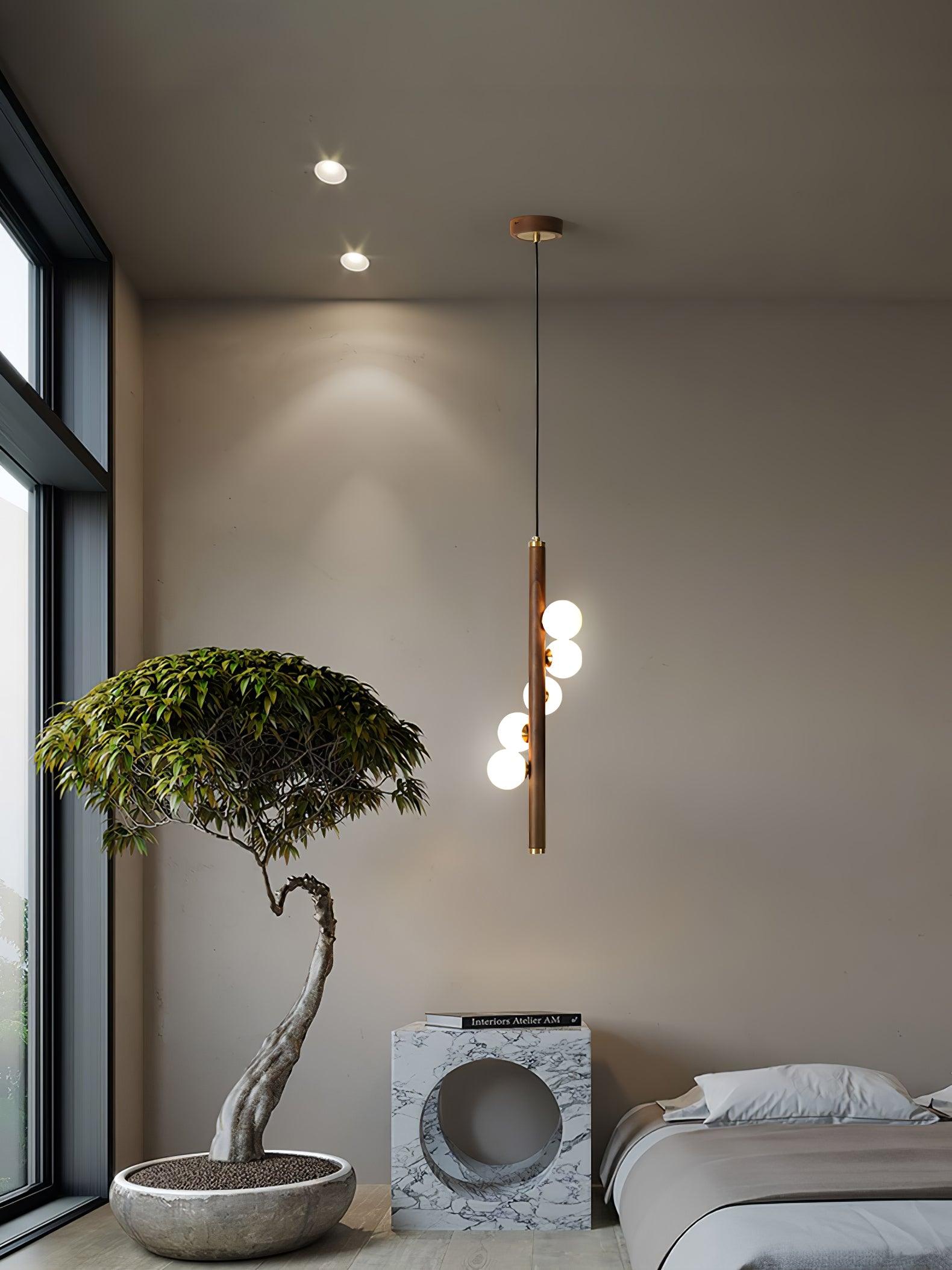 Vertical Orb Timber Pendant Lamp - Letslighting
