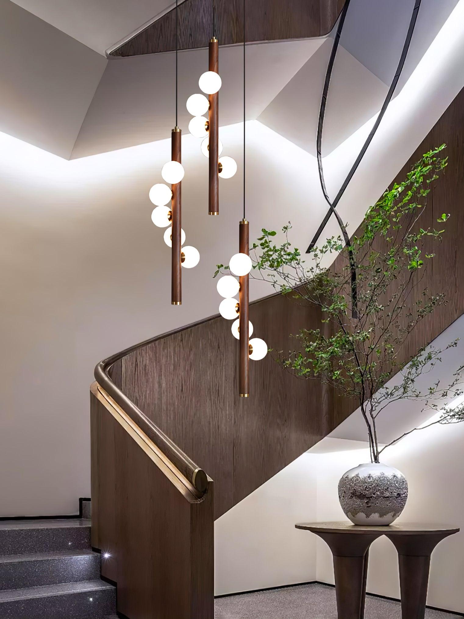 Vertical Orb Timber Pendant Lamp - Letslighting