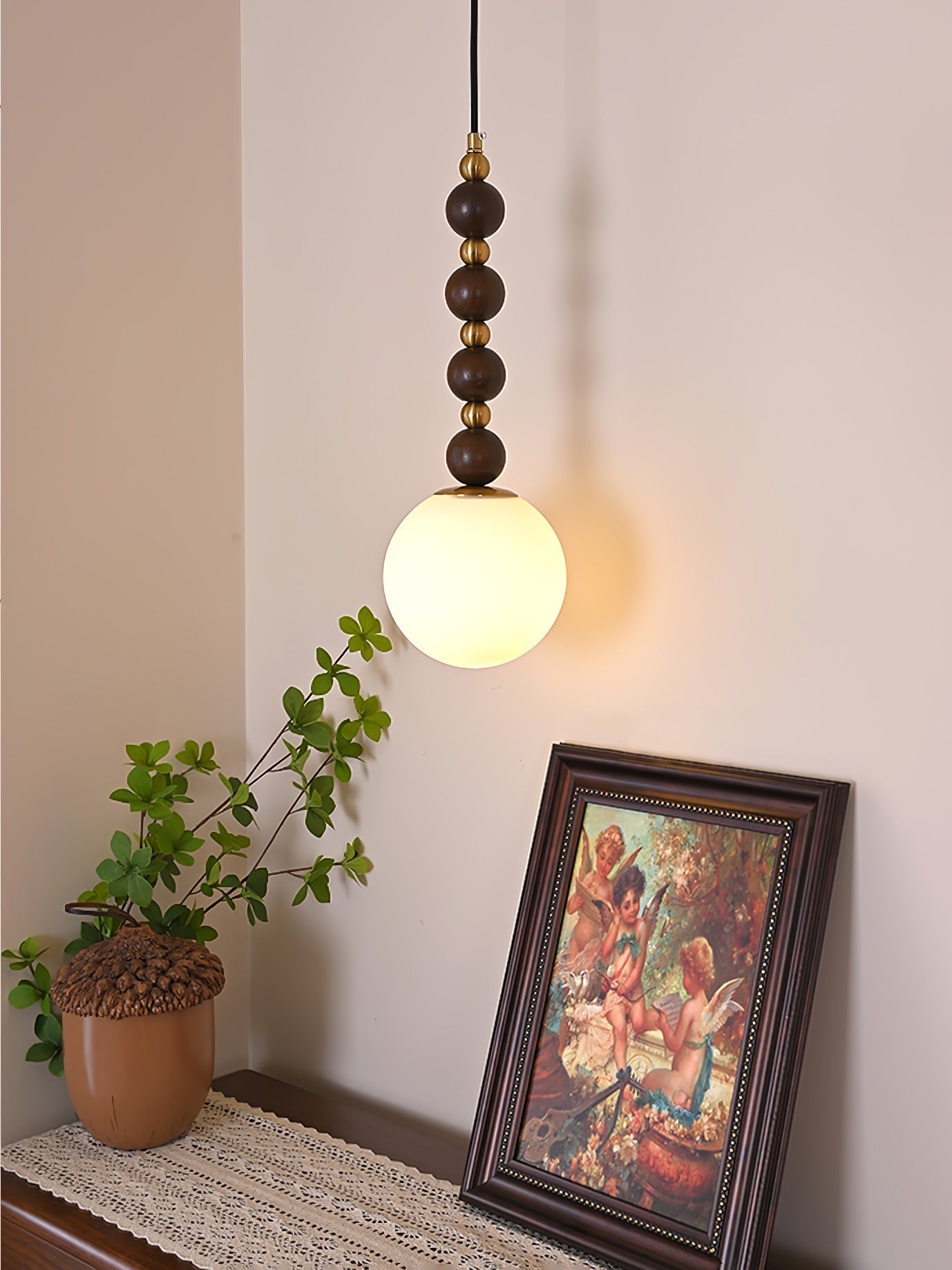 Vertical Walnut Balls Pendant Lamp - Letslighting