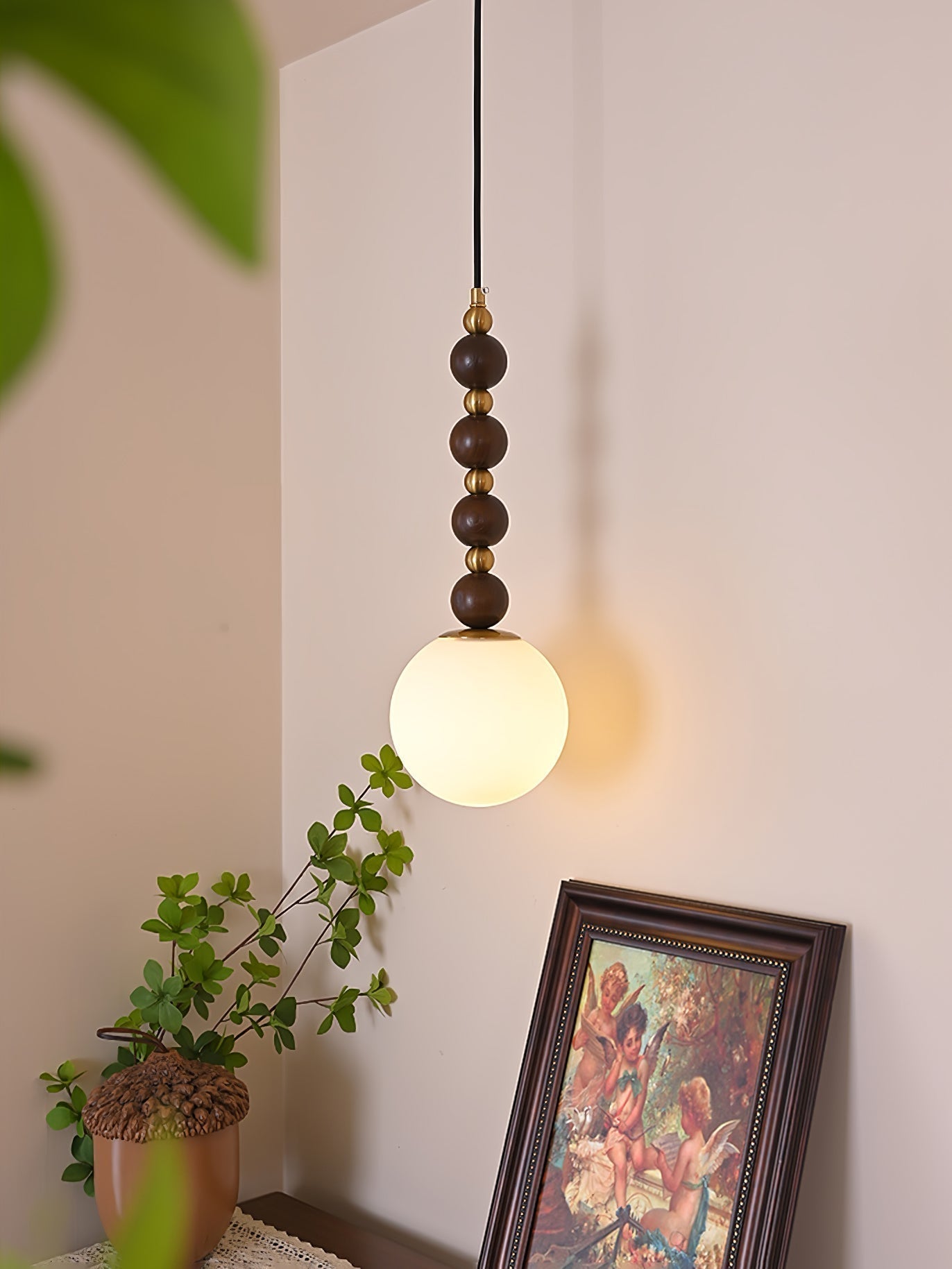 Vertical Walnut Balls Pendant Lamp - Letslighting