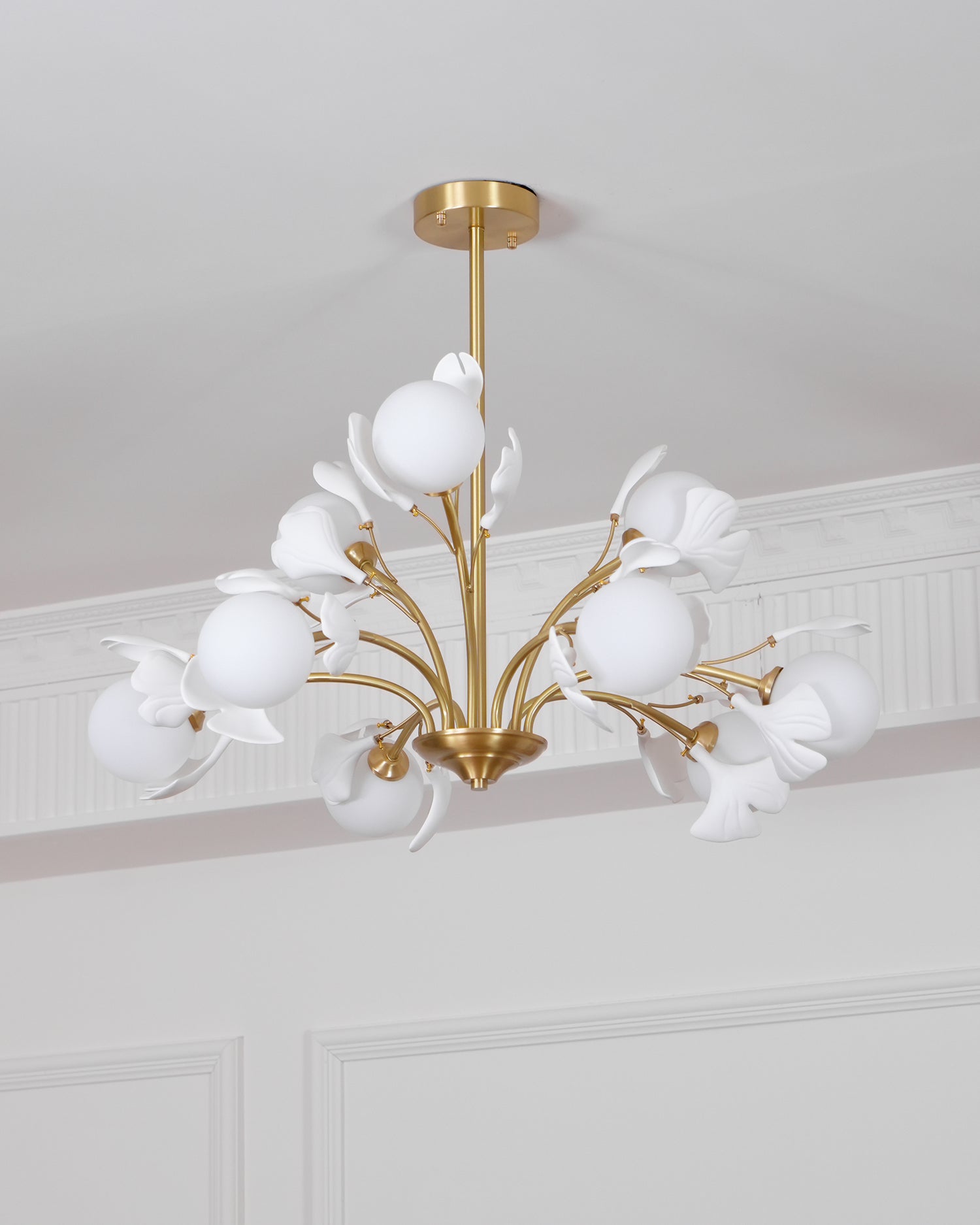 Ginkgo Leaf Chandelier with Frosted Glass Globes - Letslighting