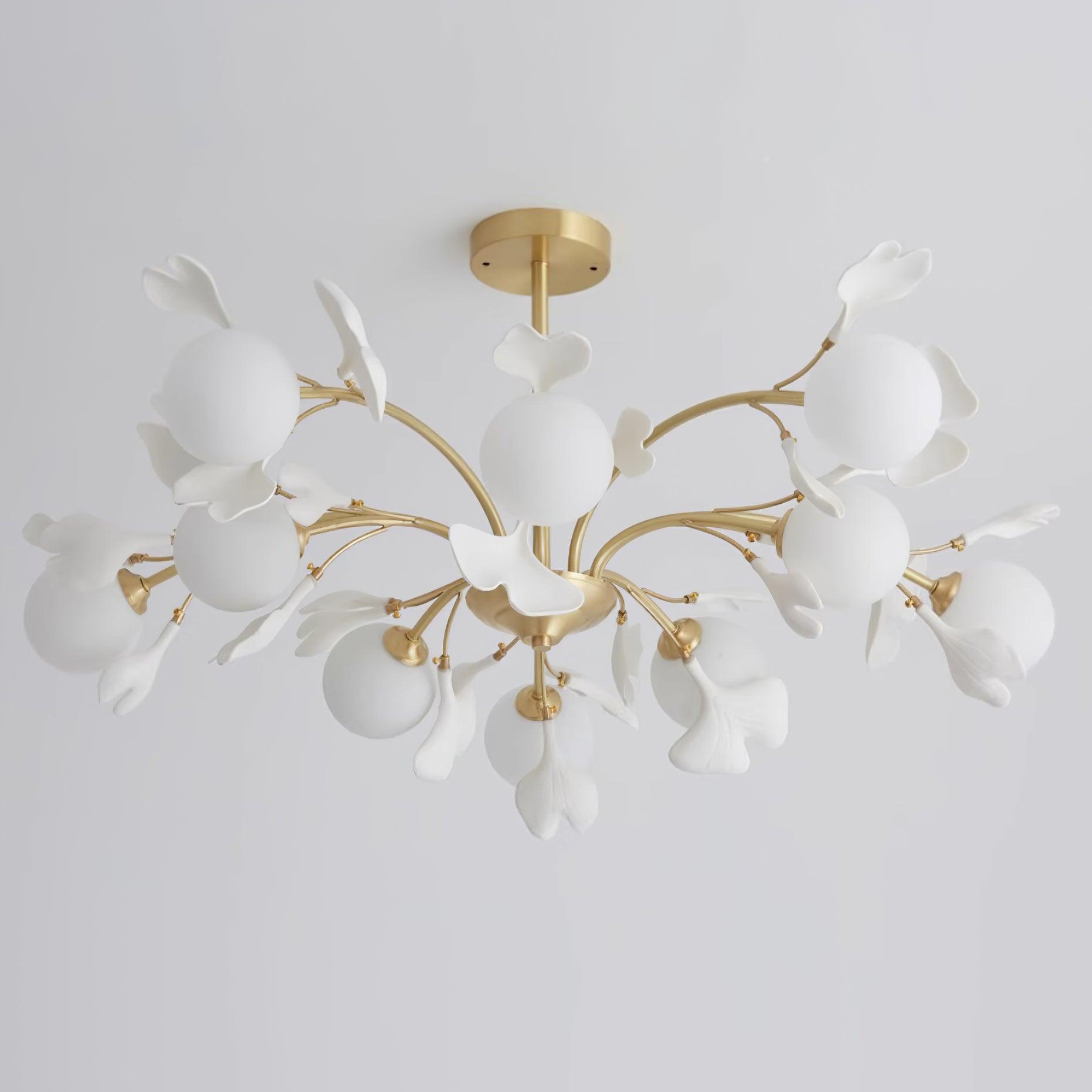 Ginkgo Leaf Chandelier with Frosted Glass Globes - Letslighting