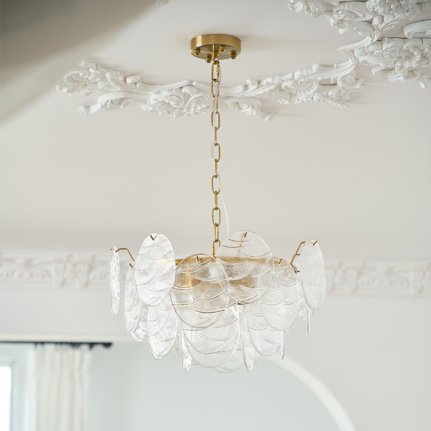 Chandelier Glass Discs Metal Frame Gold Finish Victorian - Letslighting