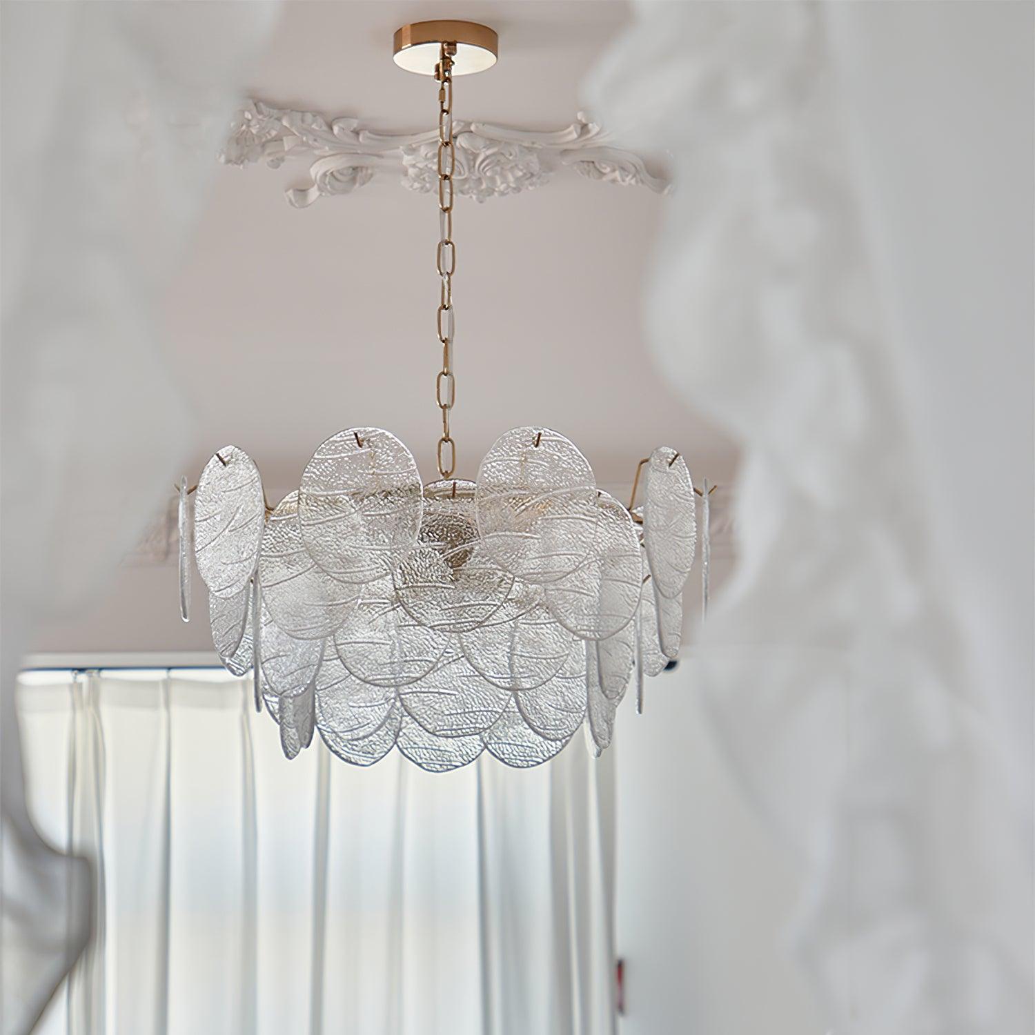 Chandelier Glass Discs Metal Frame Gold Finish Victorian - Letslighting