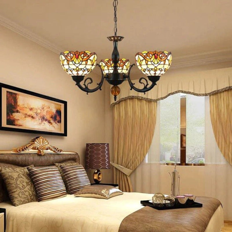 Tiffany Vintage LED Lámparas De Araña Vidrio Salón