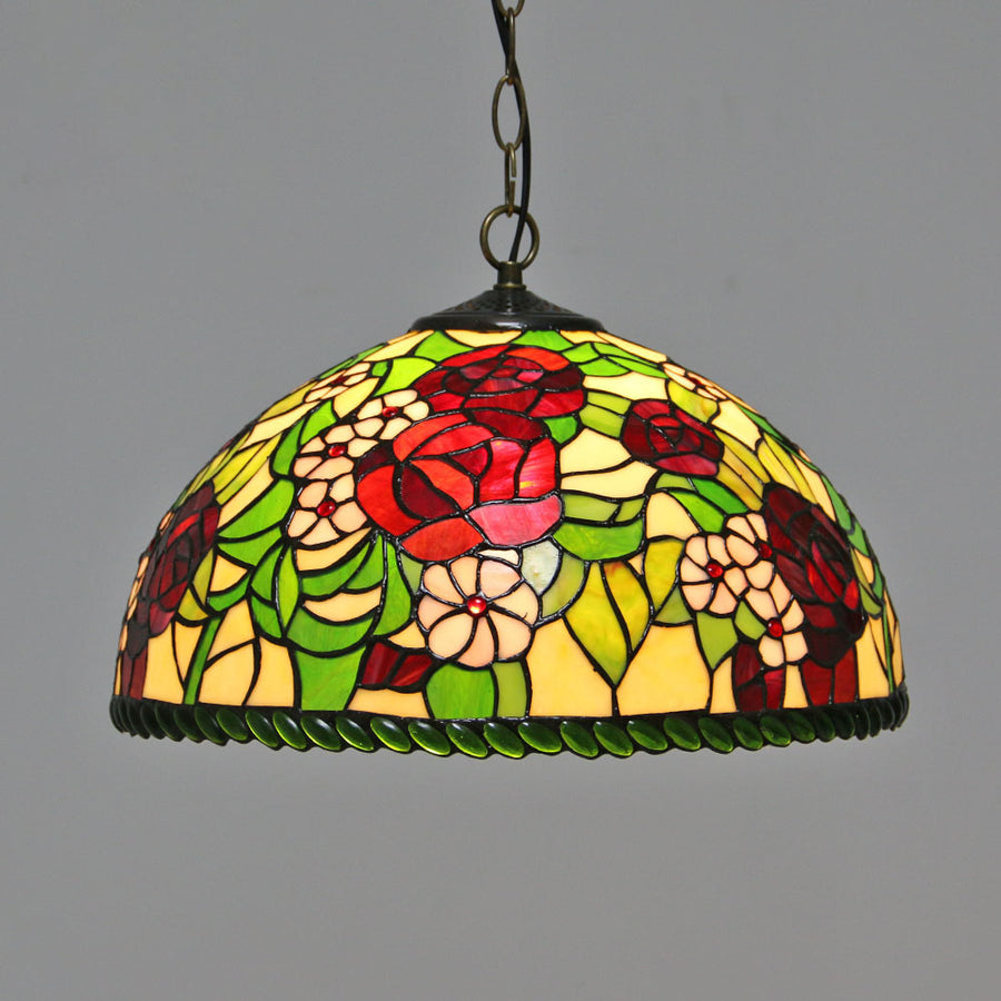 Tiffany Vintage Colorido Mariposa Rosa Lámpara Colgante Vidrio Pasillo