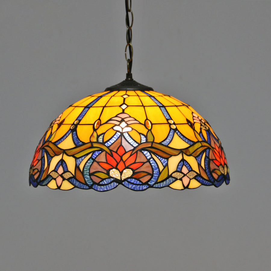 Tiffany Vintage Colorido Mariposa Rosa Lámpara Colgante Vidrio Pasillo