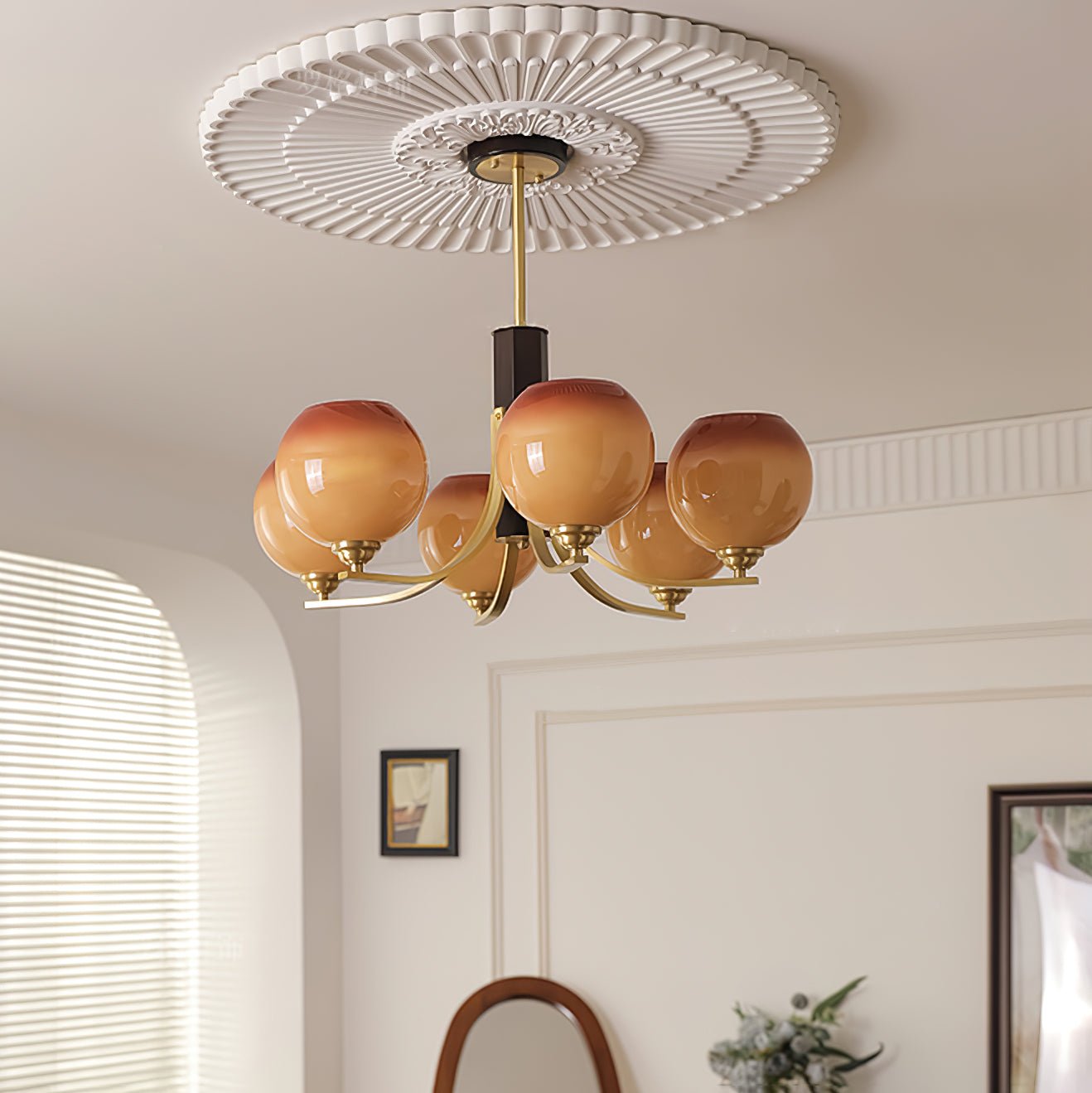 Aurora Chandelier Vintage Caramel Globe - Letslighting