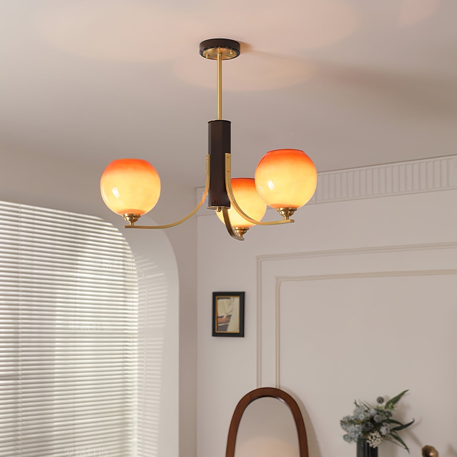 Aurora Chandelier Vintage Caramel Globe - Letslighting