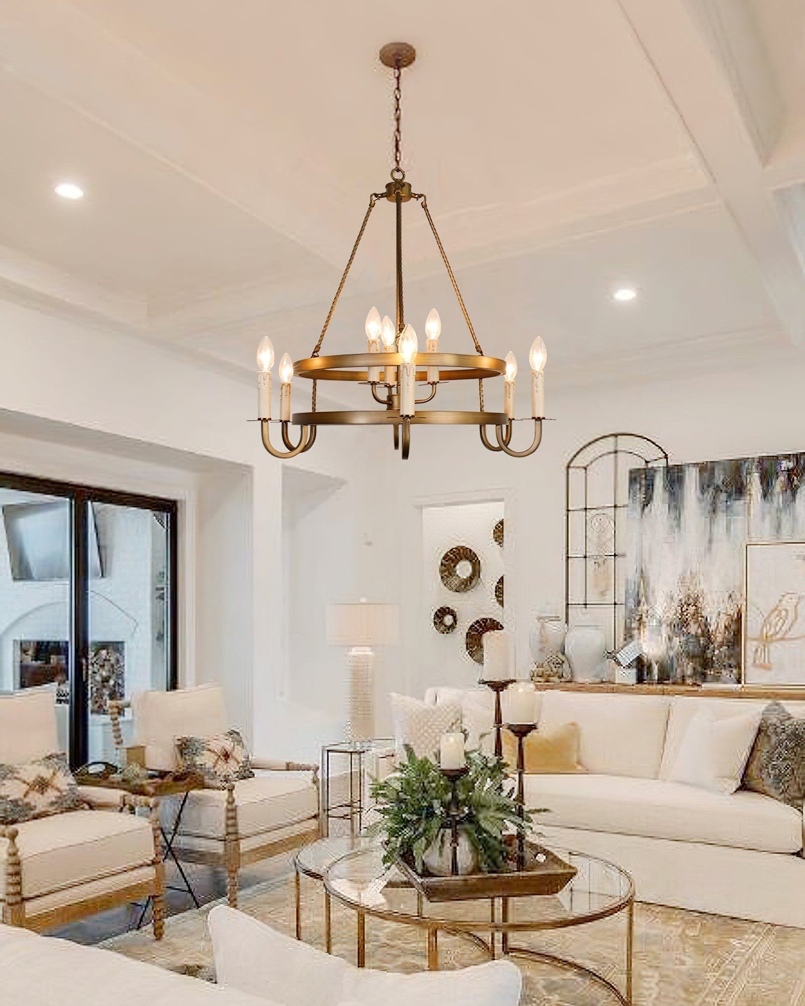 Vintara Brass Candle Chandelier - Letslighting