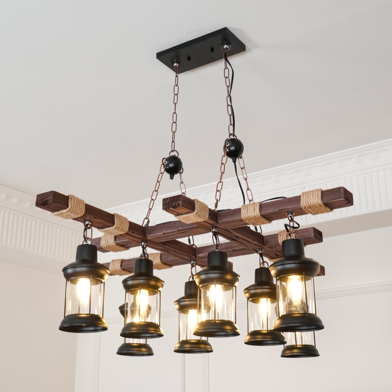 Vintage Wood Glass Chandeliers - Letslighting