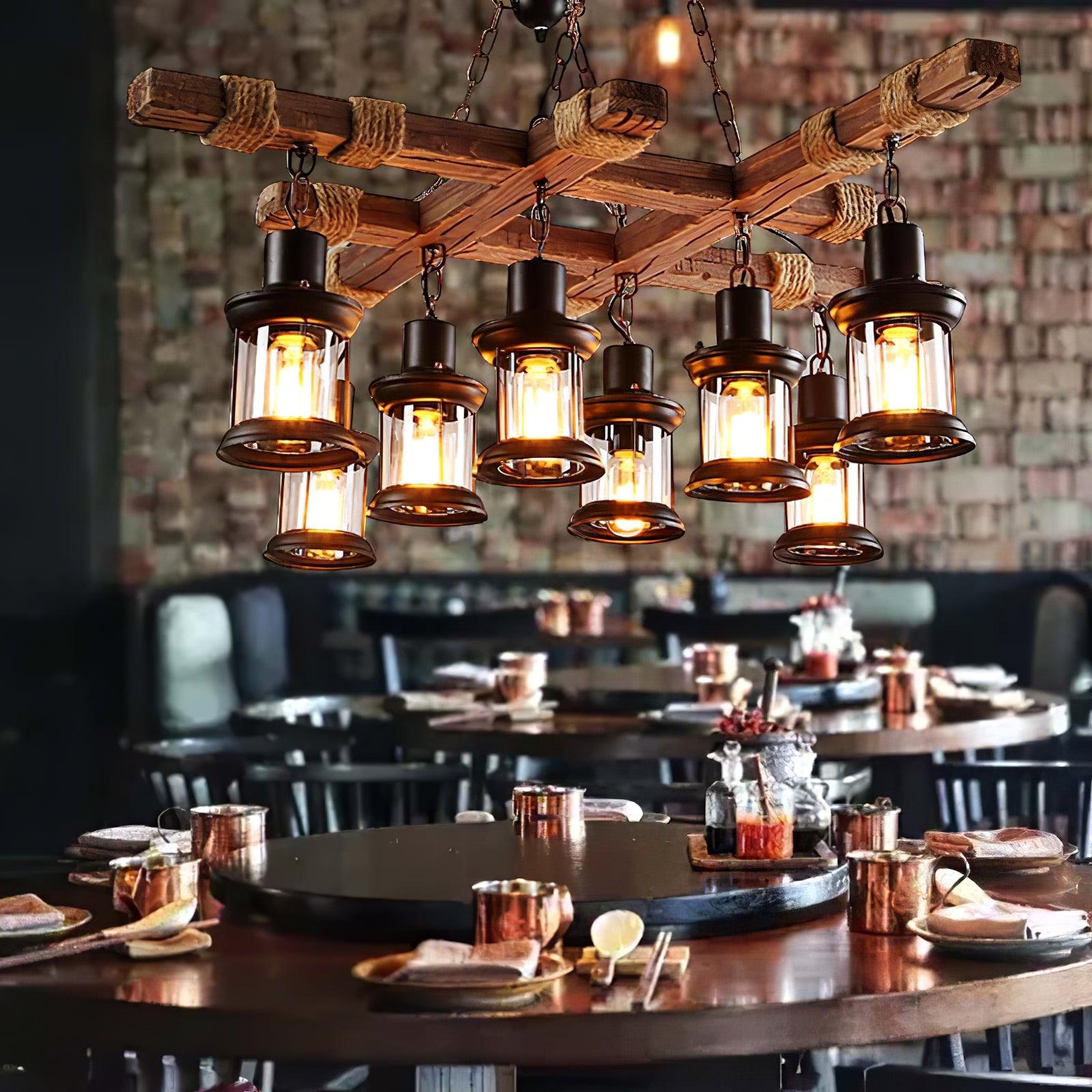 Vintage Wood Glass Chandeliers - Letslighting